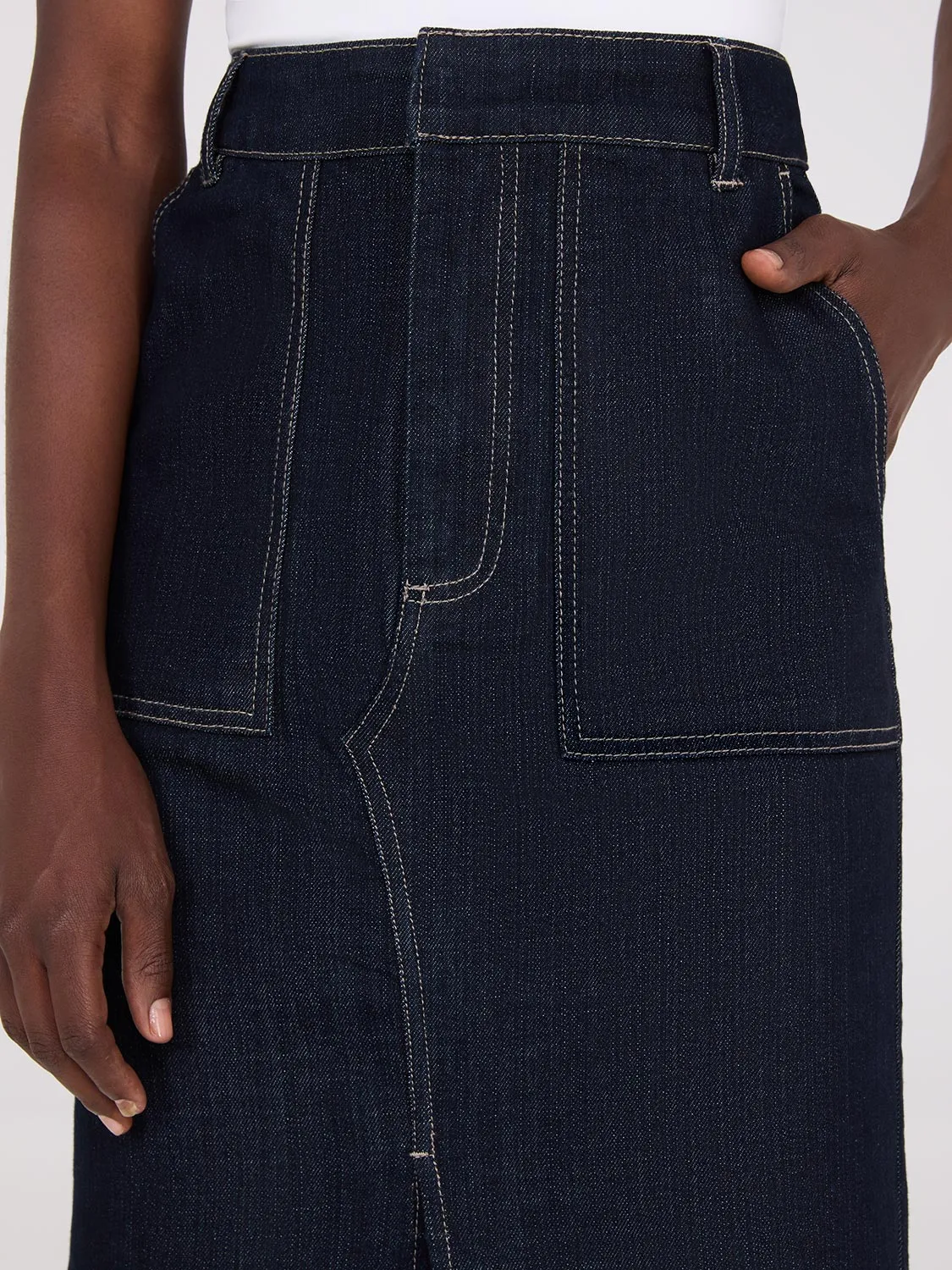 Denim Pencil Skirt With Front Slit