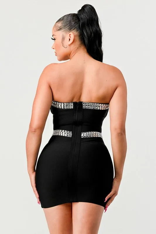 Divva Black Beaded Tube Dress