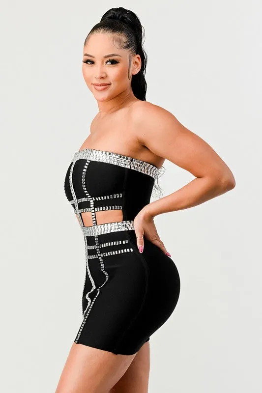 Divva Black Beaded Tube Dress