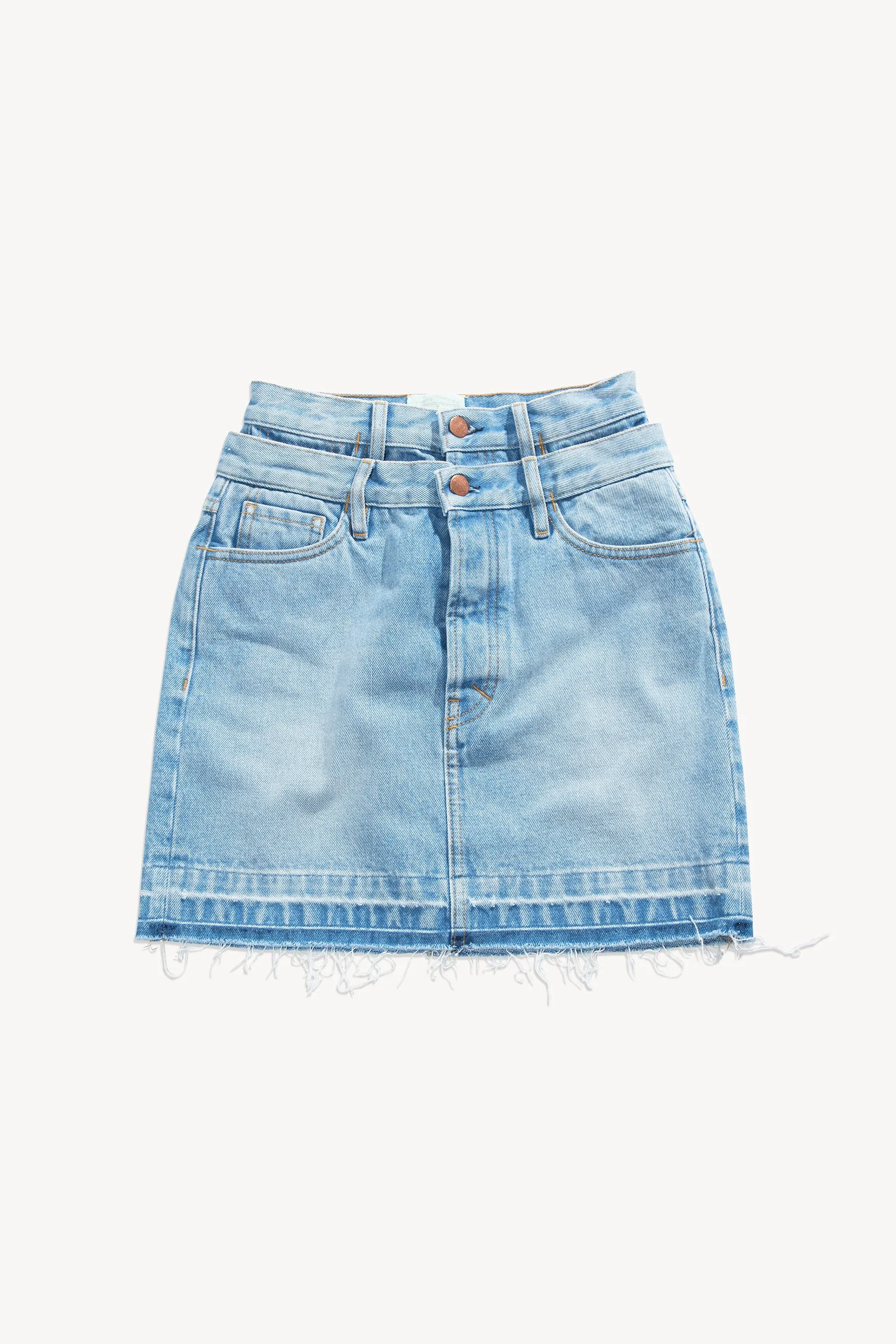 Double Waistband Denim Skirt