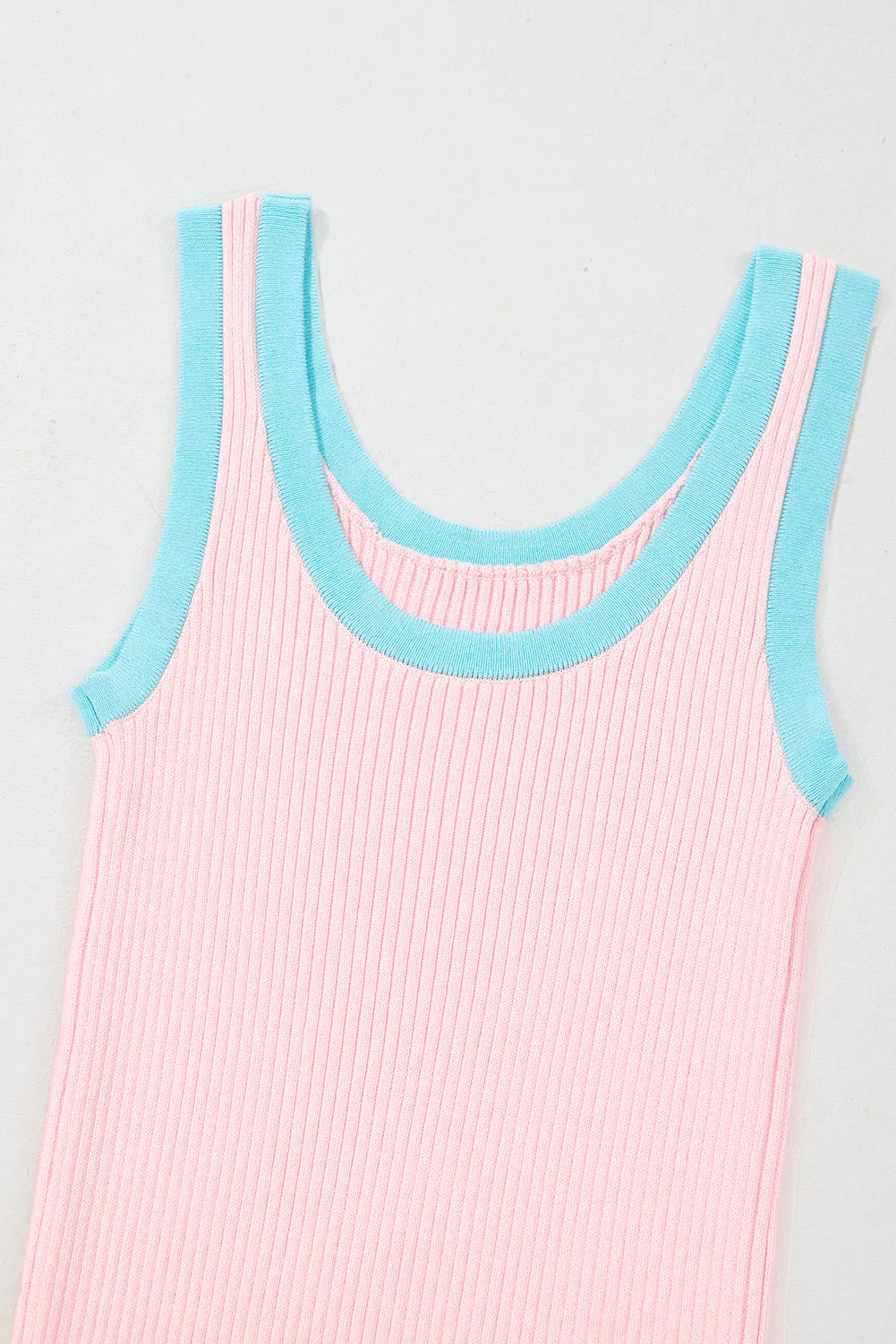 Edge Ribbed Knit U Neck Tank Top