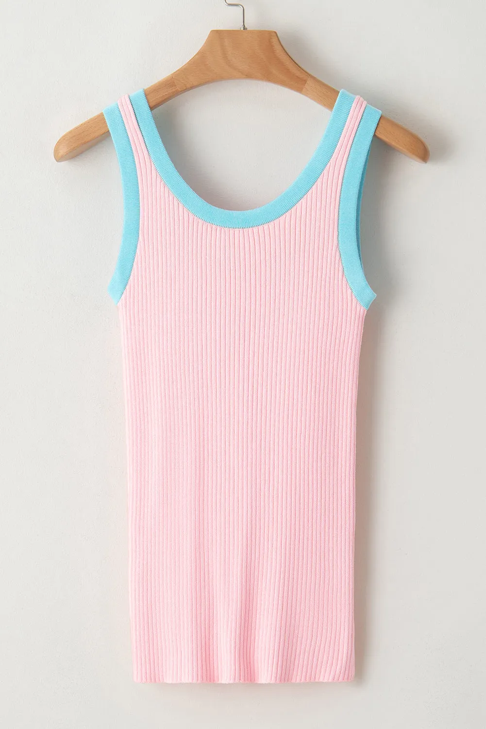 Edge Ribbed Knit U Neck Tank Top