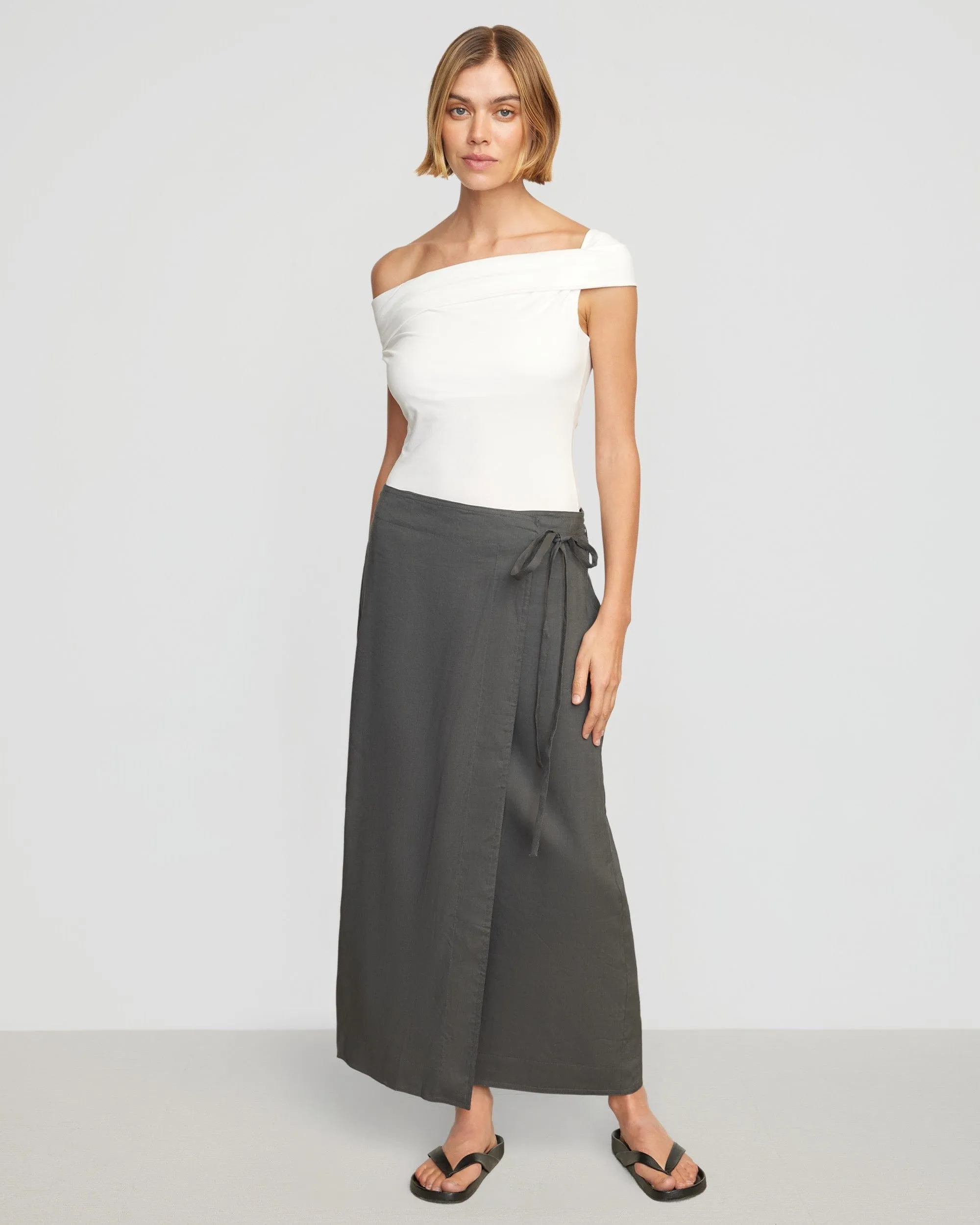 Ellie Linen Maxi Wrap Skirt