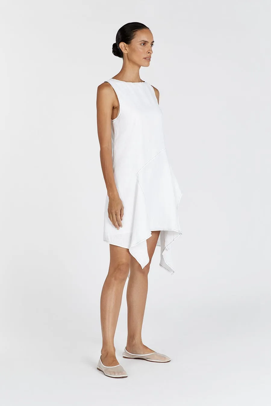 ELSIE WHITE LINEN MINI DRESS