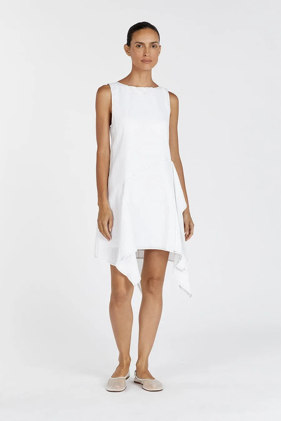 ELSIE WHITE LINEN MINI DRESS