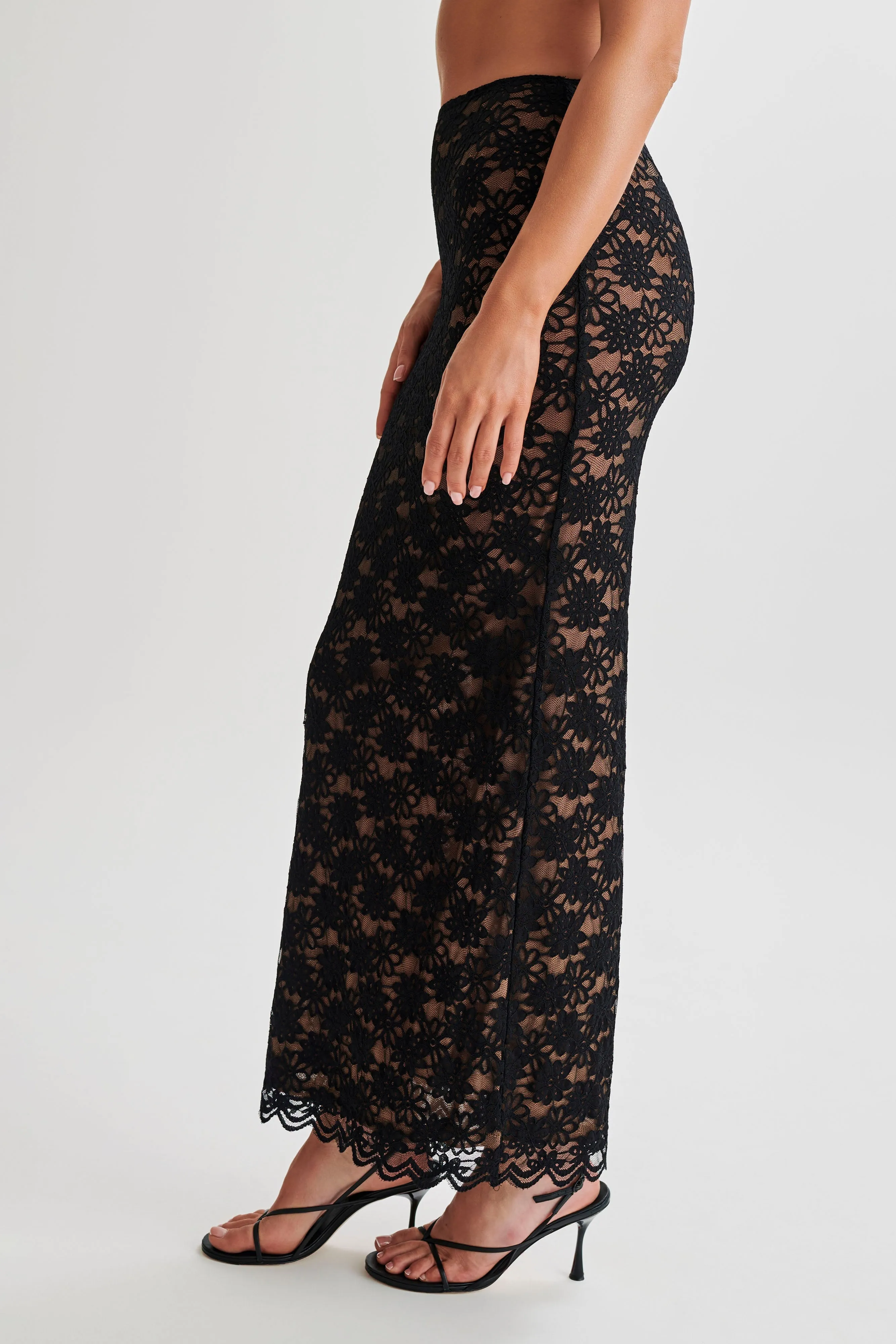 Elska Lace Maxi Skirt - Black