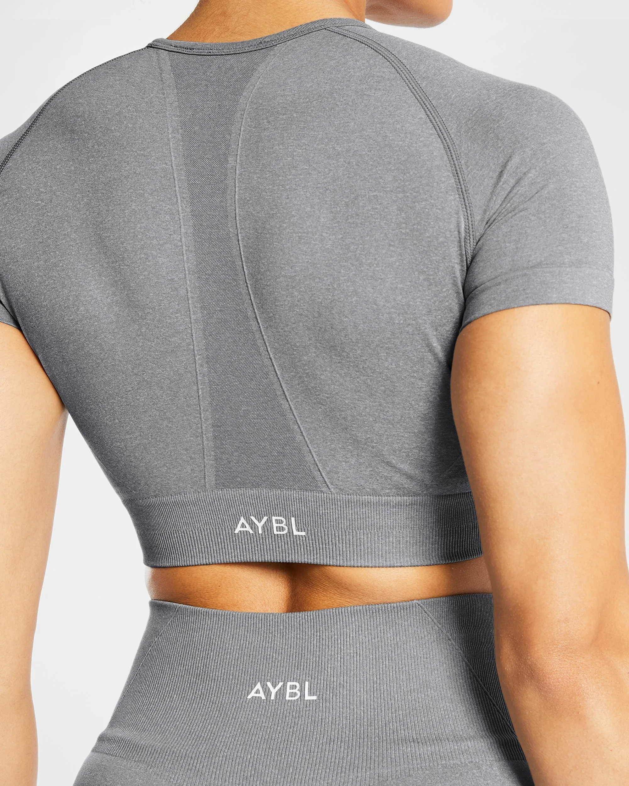 Empower Seamless Crop Top - Grey Marl