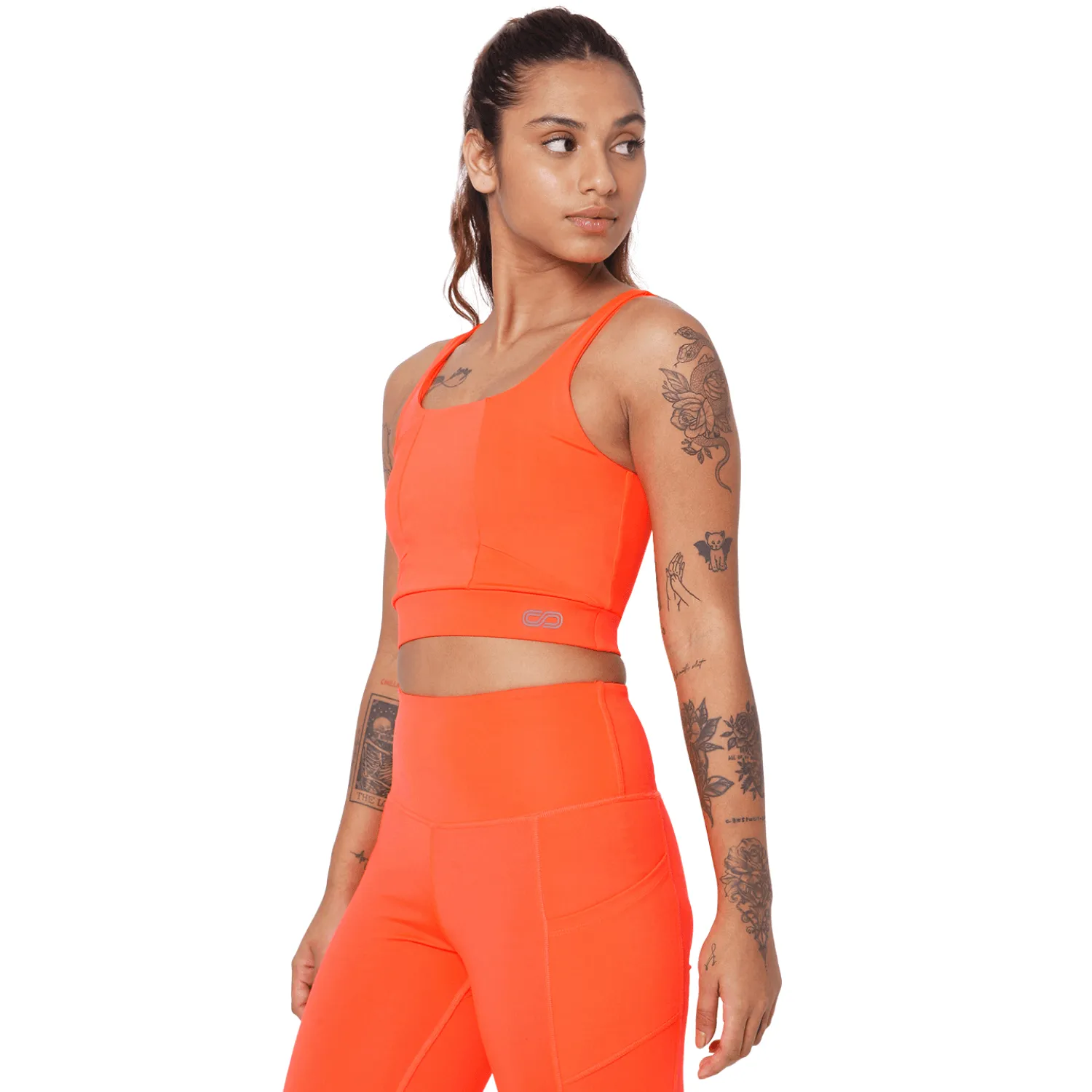 Evolve Padded Crop Top Fiery Coral