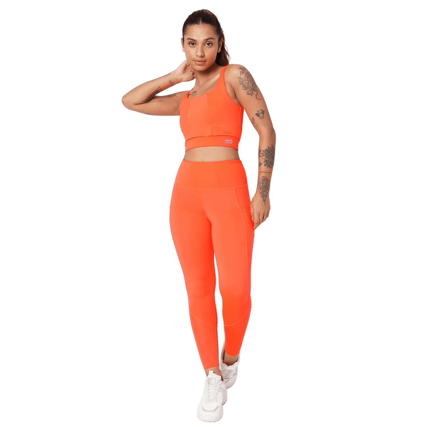 Evolve Padded Crop Top Fiery Coral