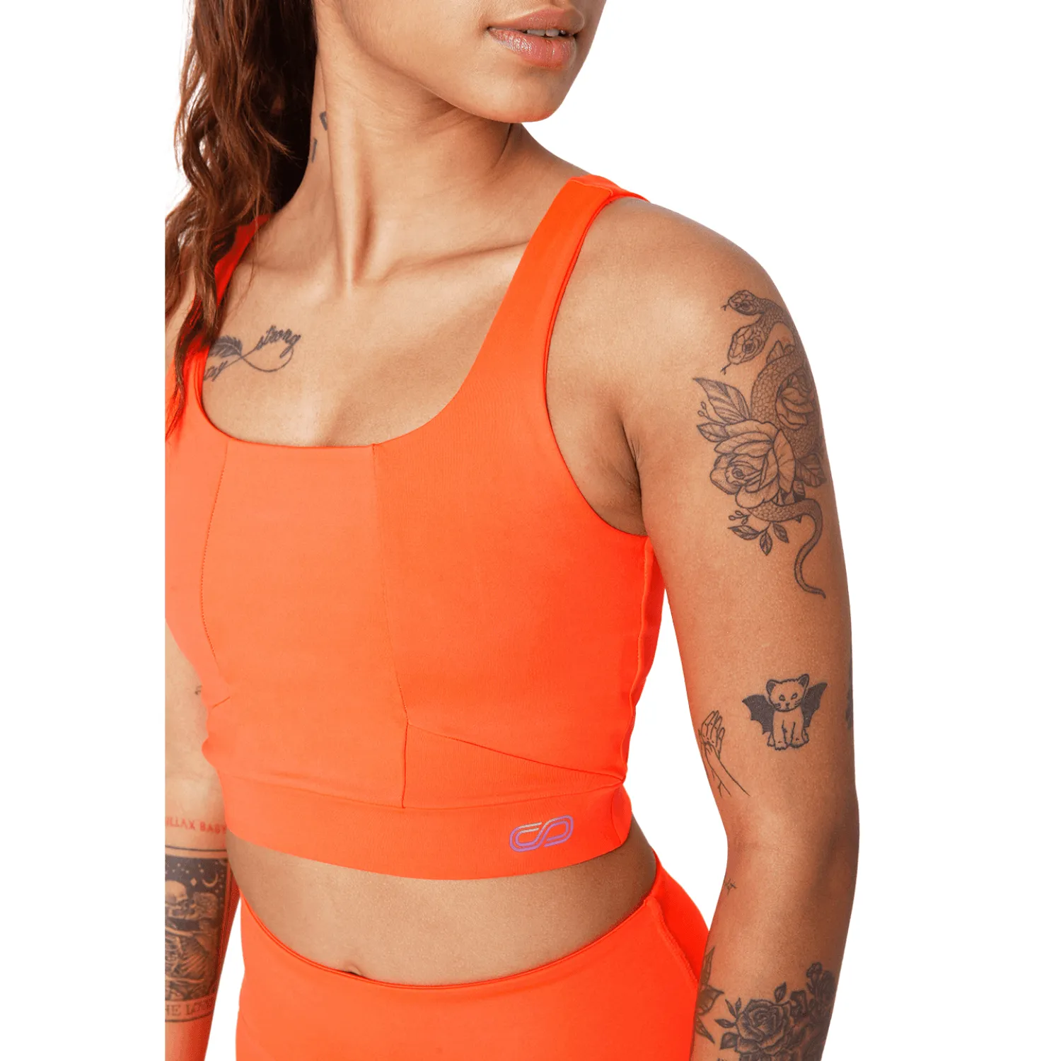 Evolve Padded Crop Top Fiery Coral