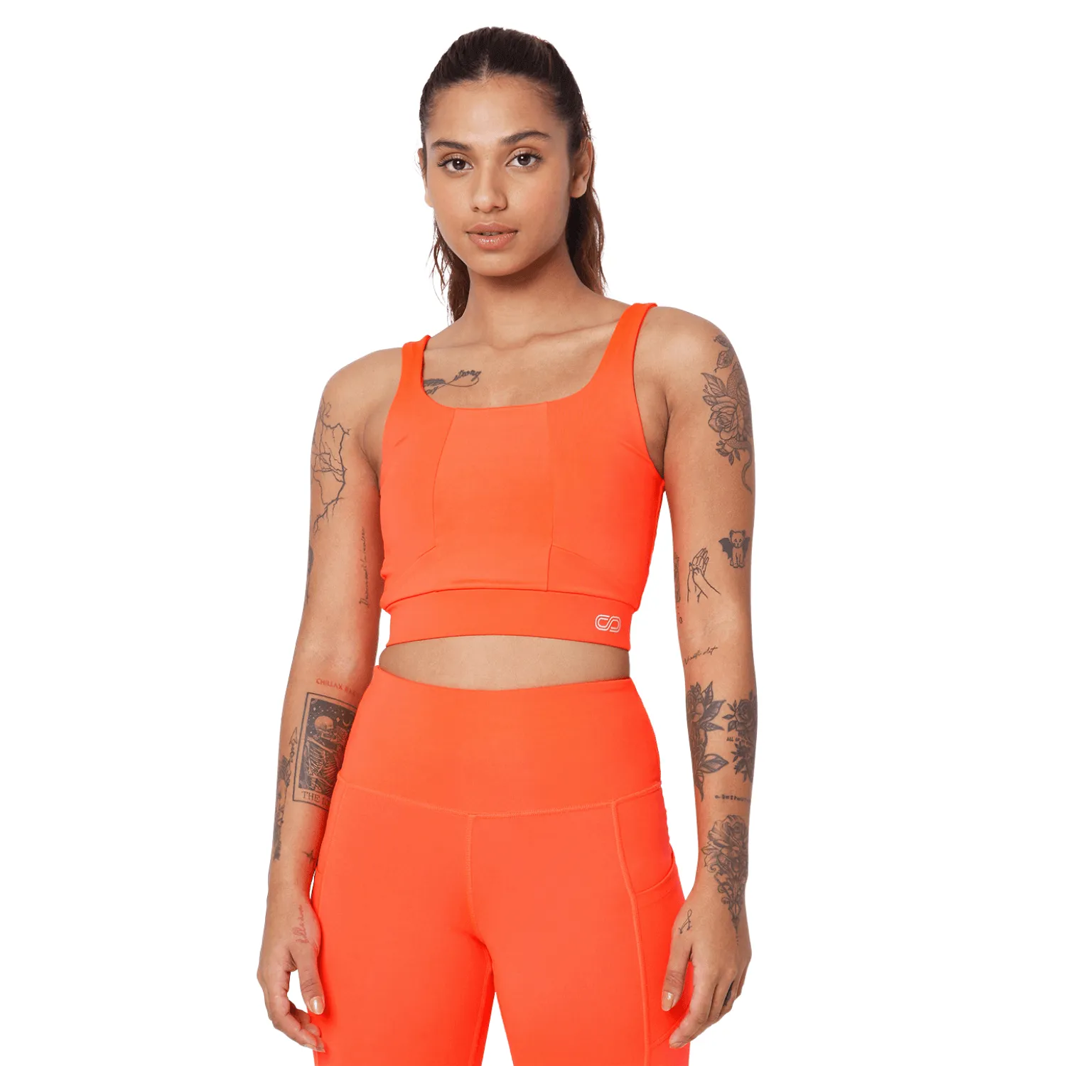 Evolve Padded Crop Top Fiery Coral