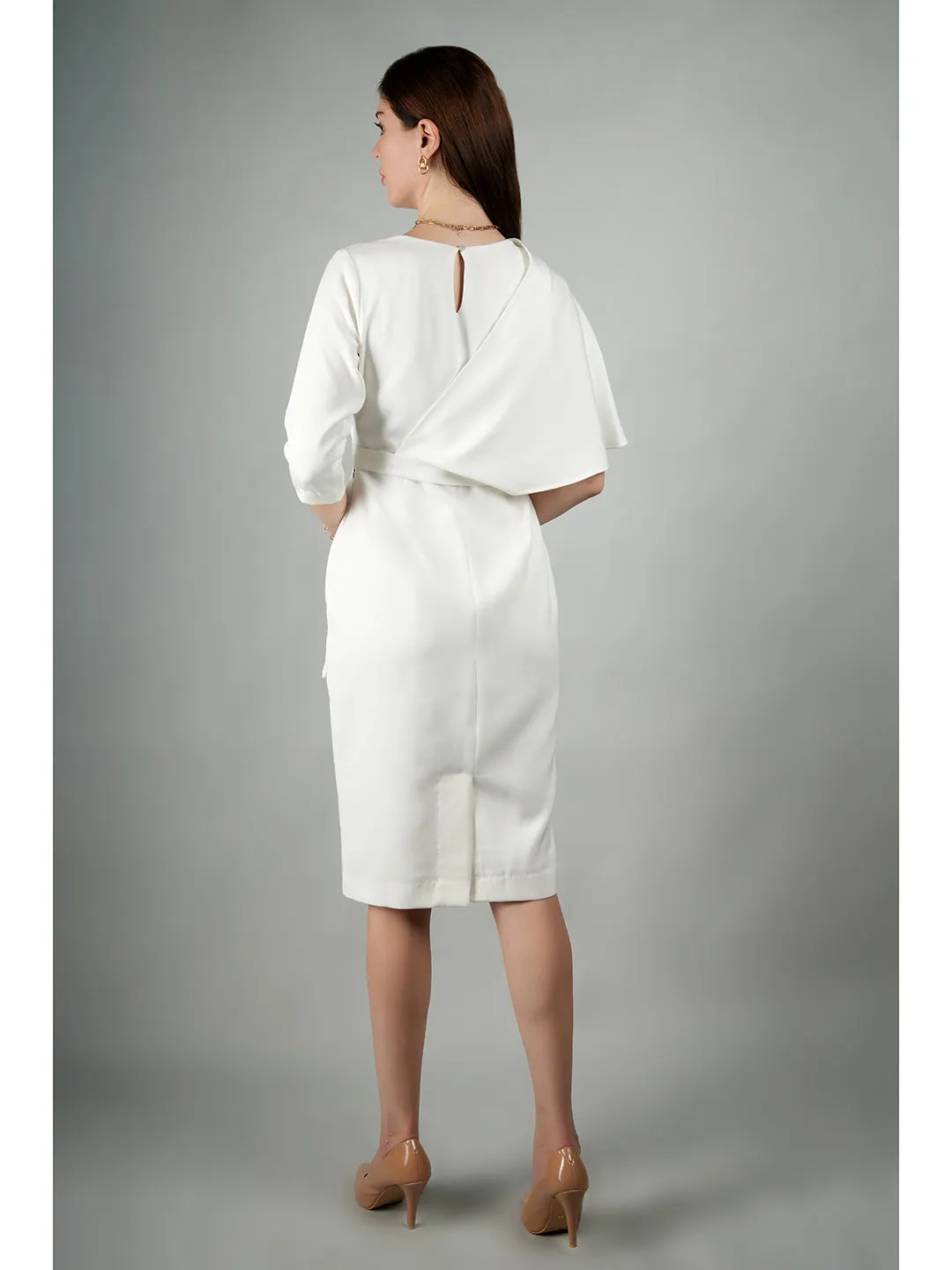 Exude Incandescent Draped Dress (White)