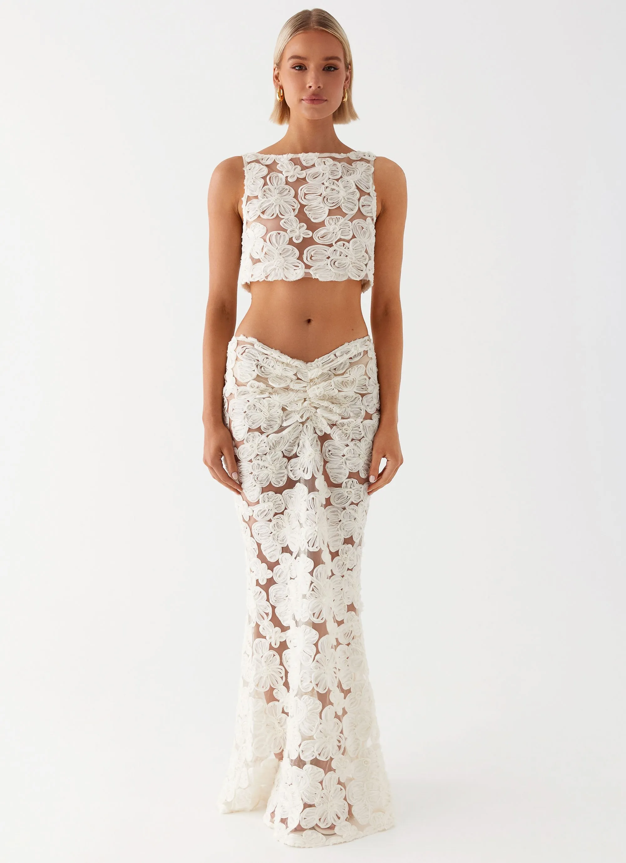 Fiorella Floret Maxi Skirt - Ivory