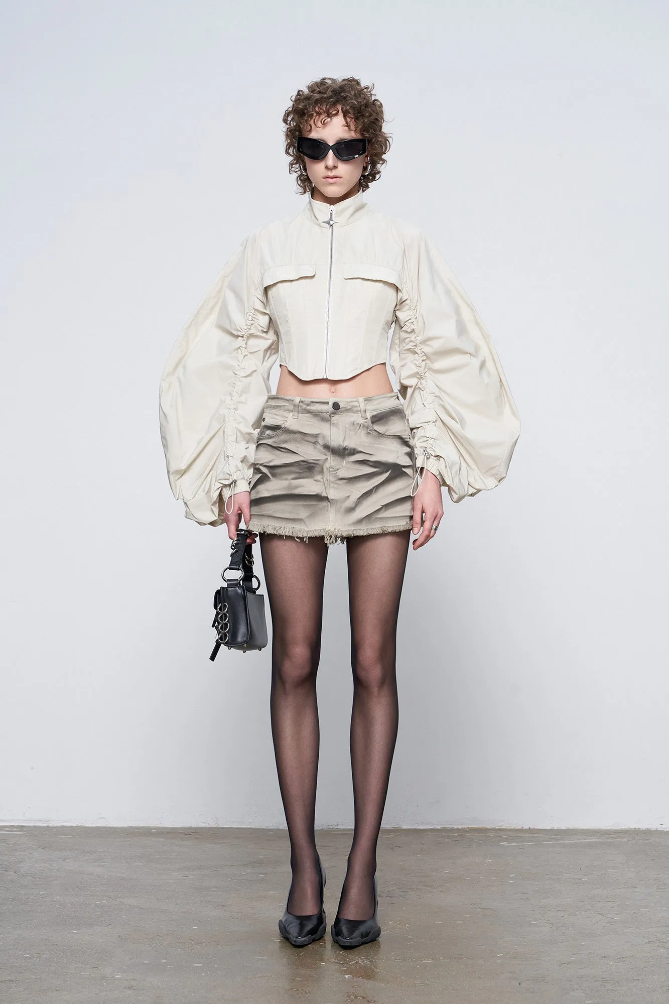 Futuristic fishbone pleated jacket