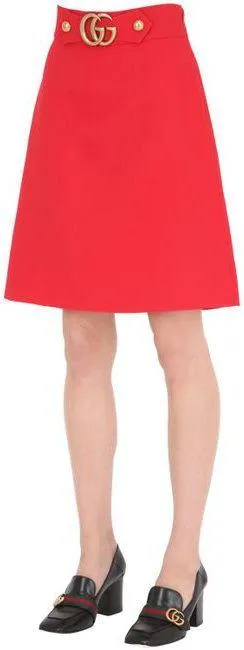 'GG' Logo Mini Skirt, Red