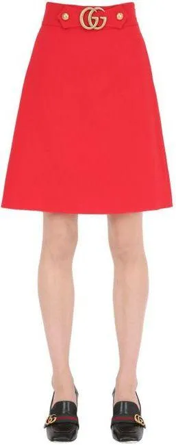 'GG' Logo Mini Skirt, Red