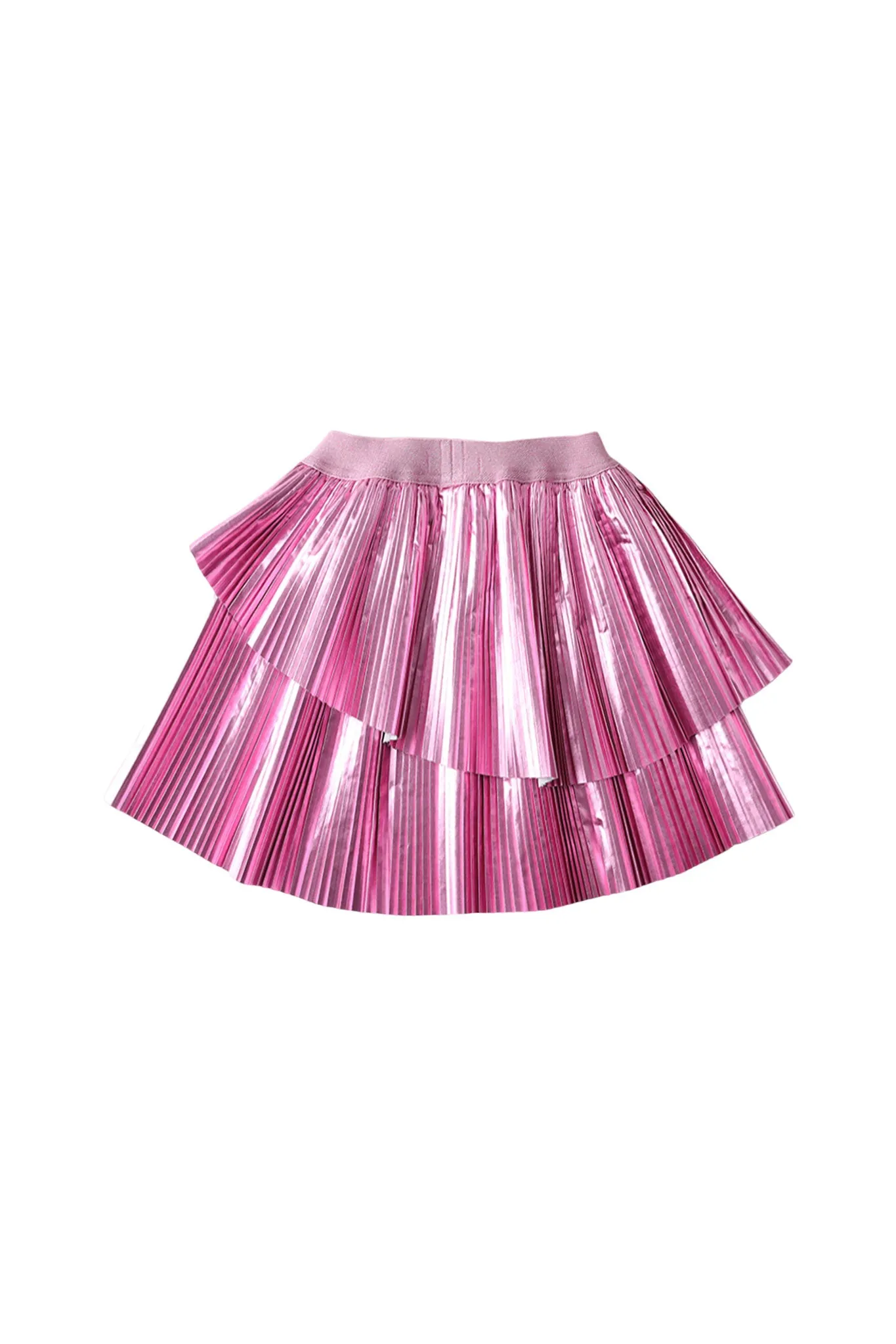 Gingersnaps Asymmetrcal Electric Pleated Lame Skirt