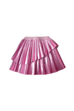 Gingersnaps Asymmetrcal Electric Pleated Lame Skirt