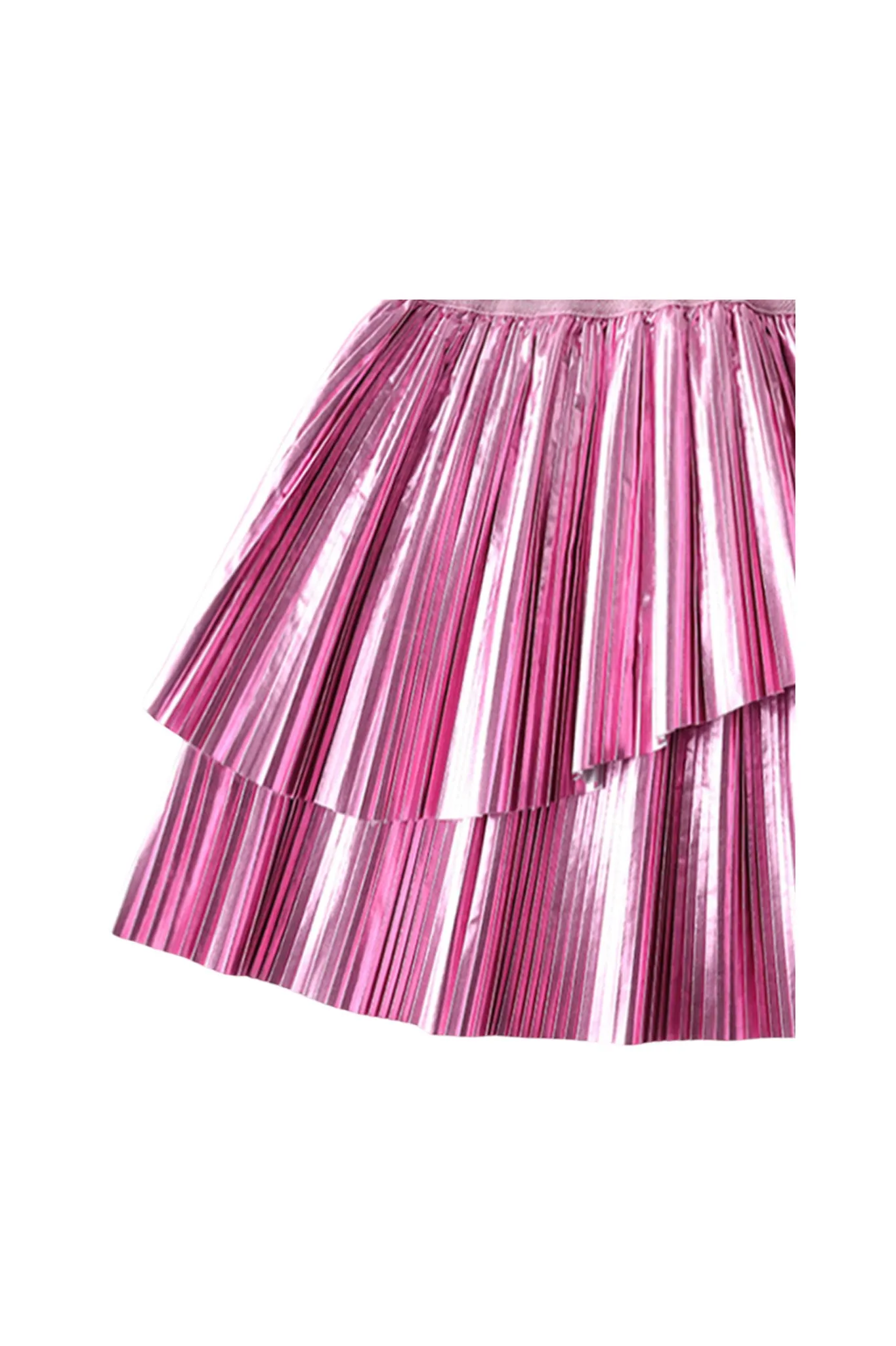 Gingersnaps Asymmetrcal Electric Pleated Lame Skirt