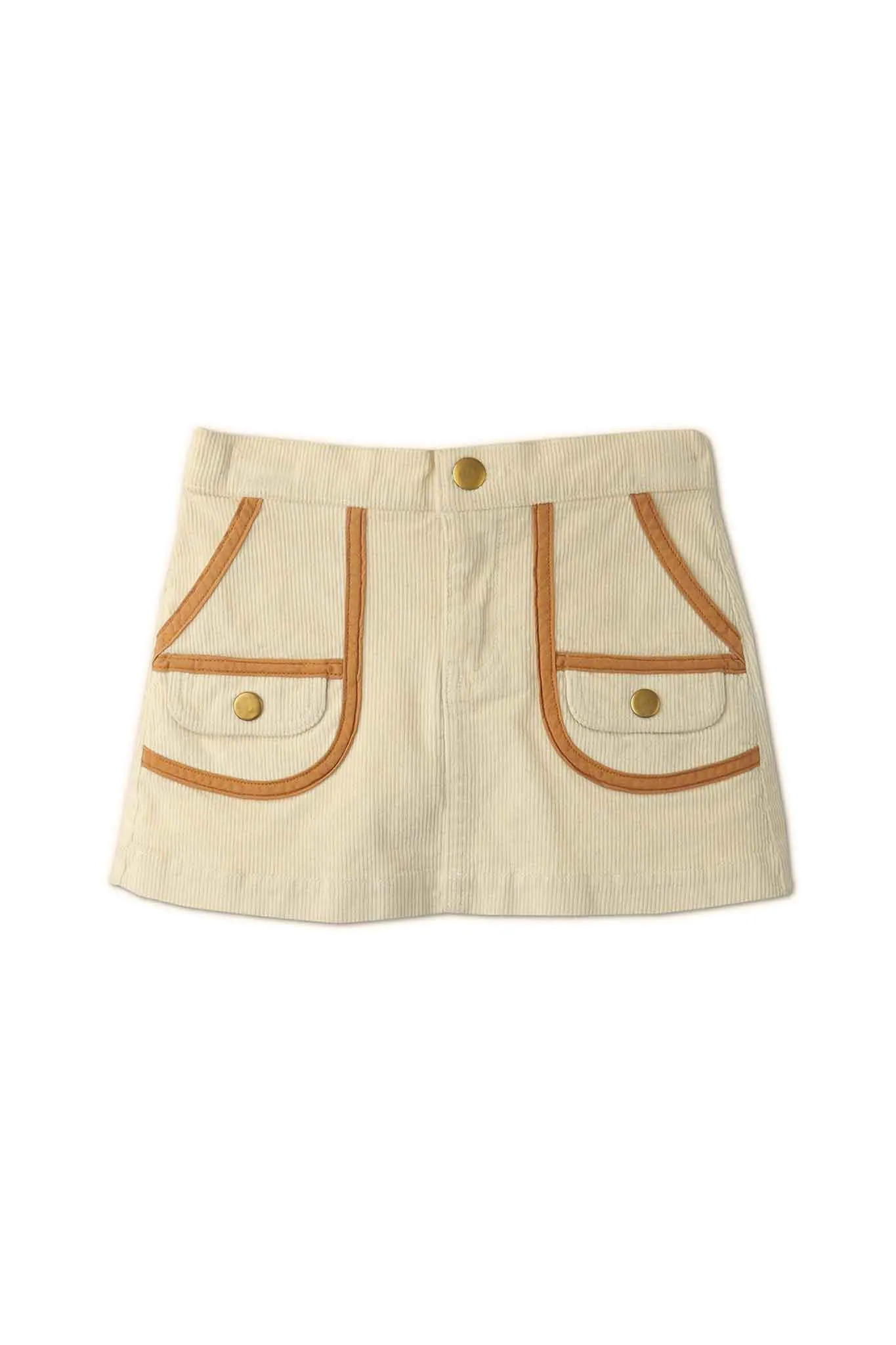 Gingersnaps Denim Short A-Line Skirt W/ Patch Pocket and Contrast Piping