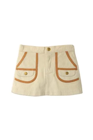 Gingersnaps Denim Short A-Line Skirt W/ Patch Pocket and Contrast Piping