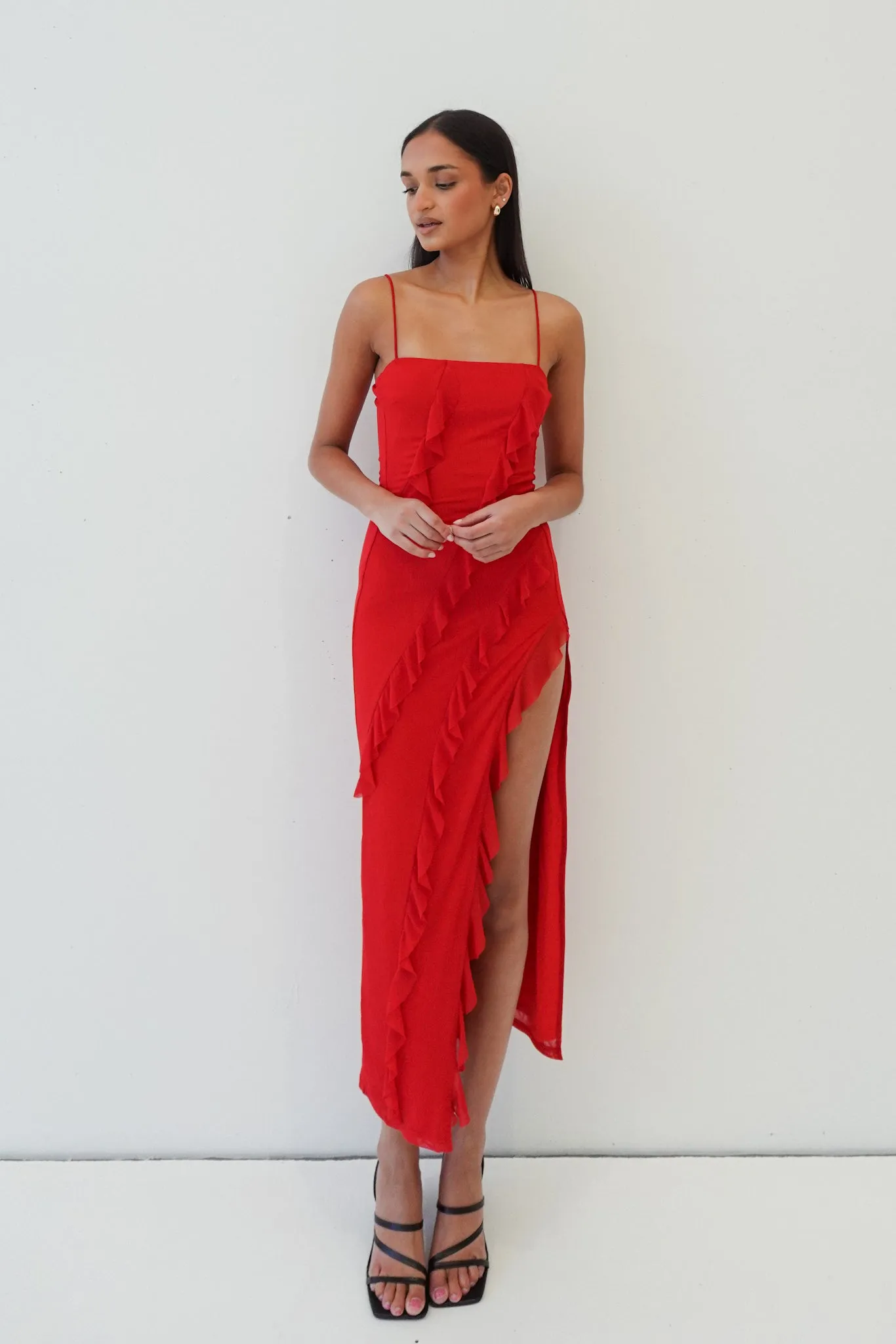 Greta Midi Dress - Red