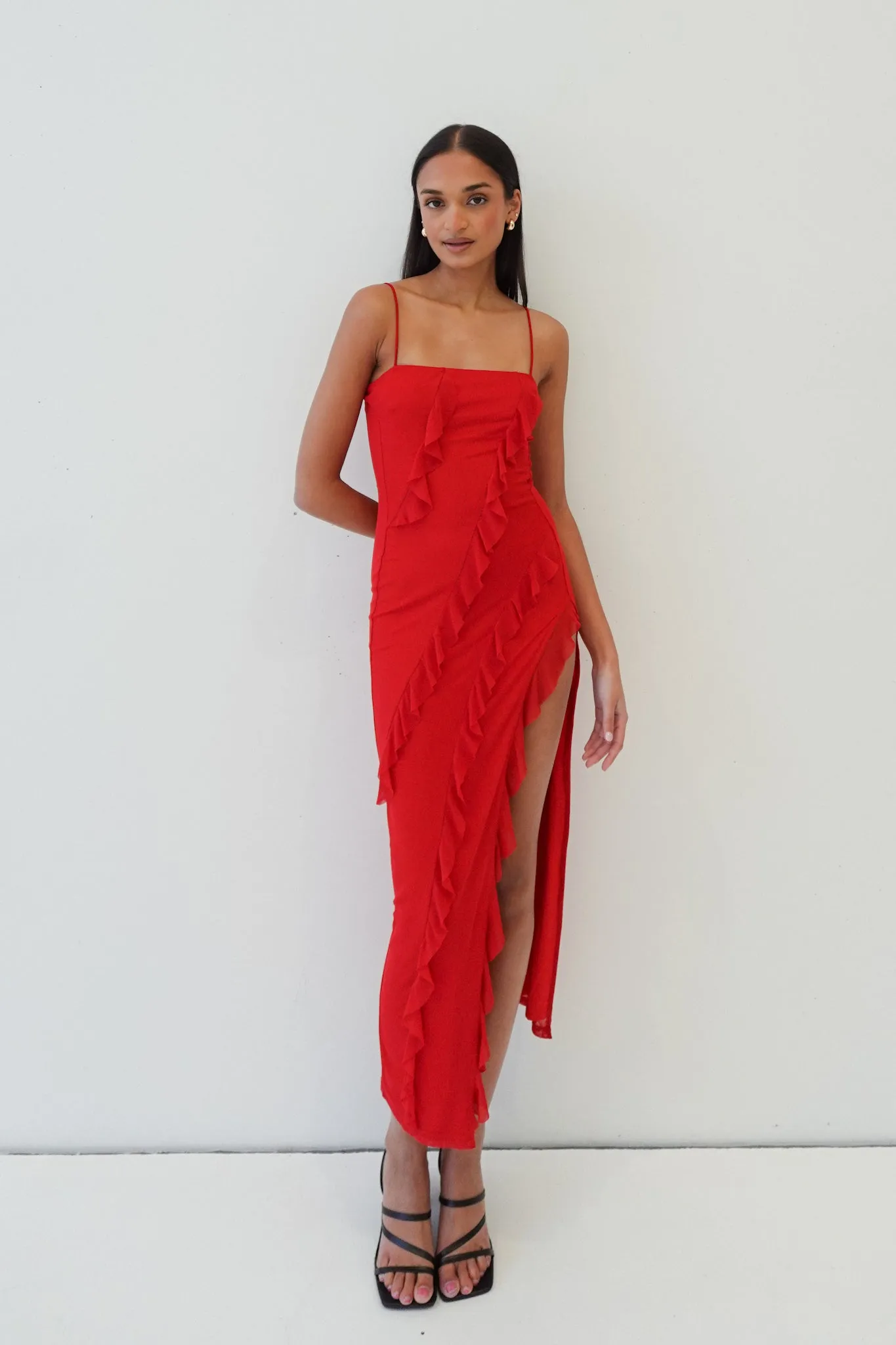 Greta Midi Dress - Red