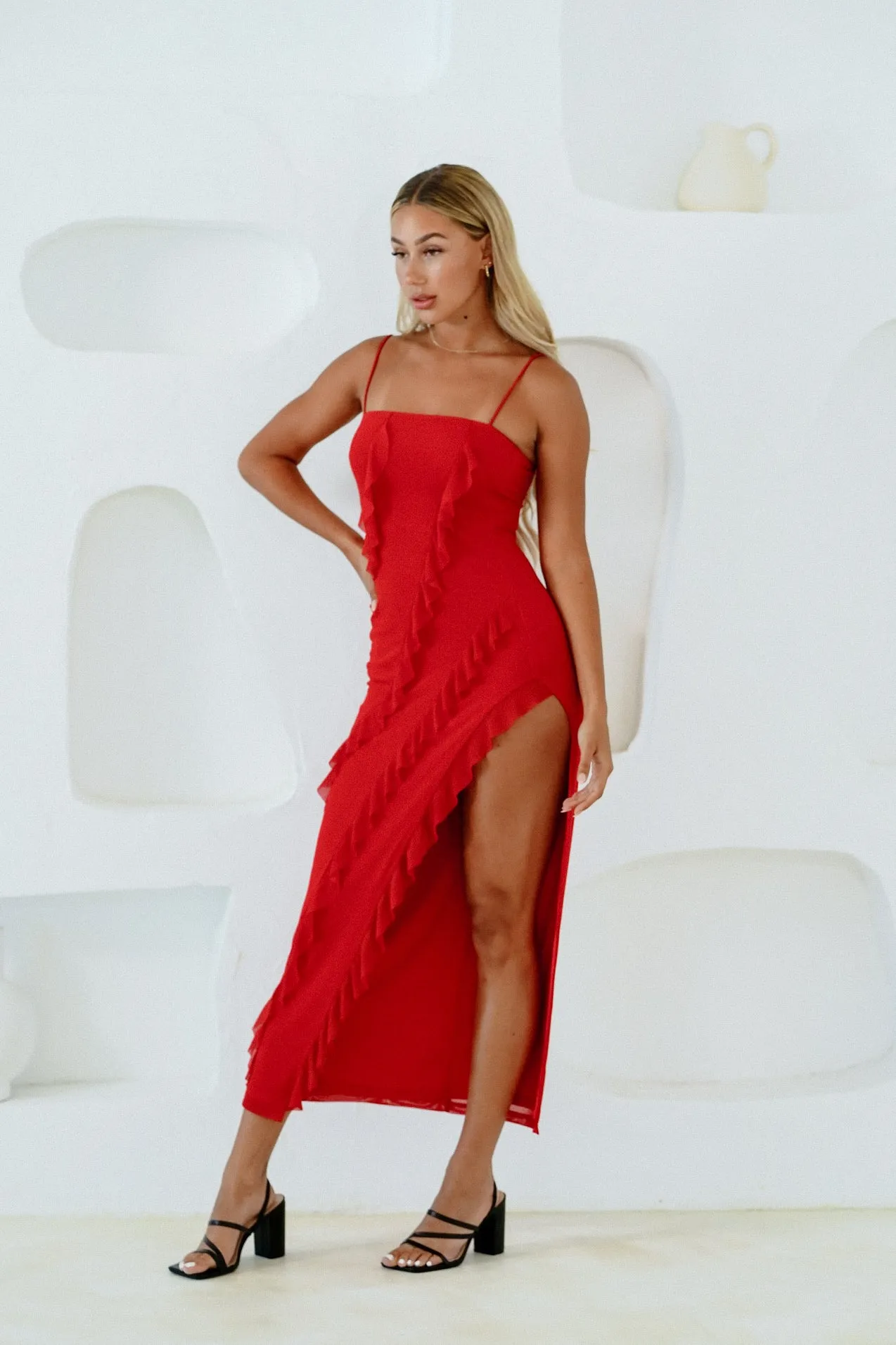 Greta Midi Dress - Red