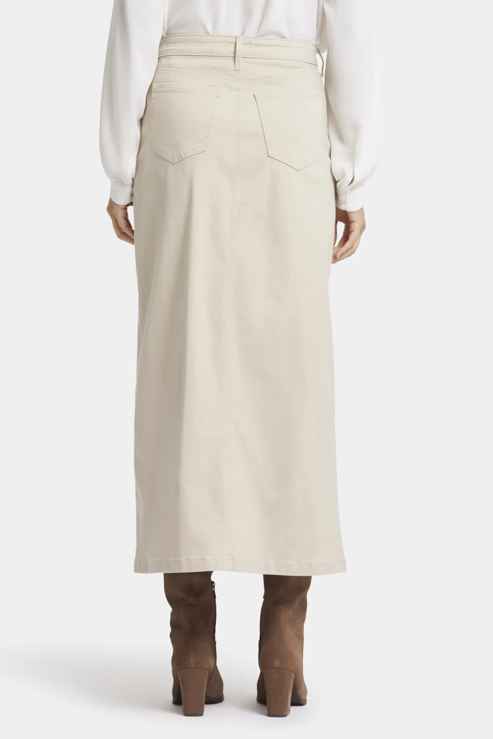 High Rise Long Skirt Beige Gekleurde Denim | Feather