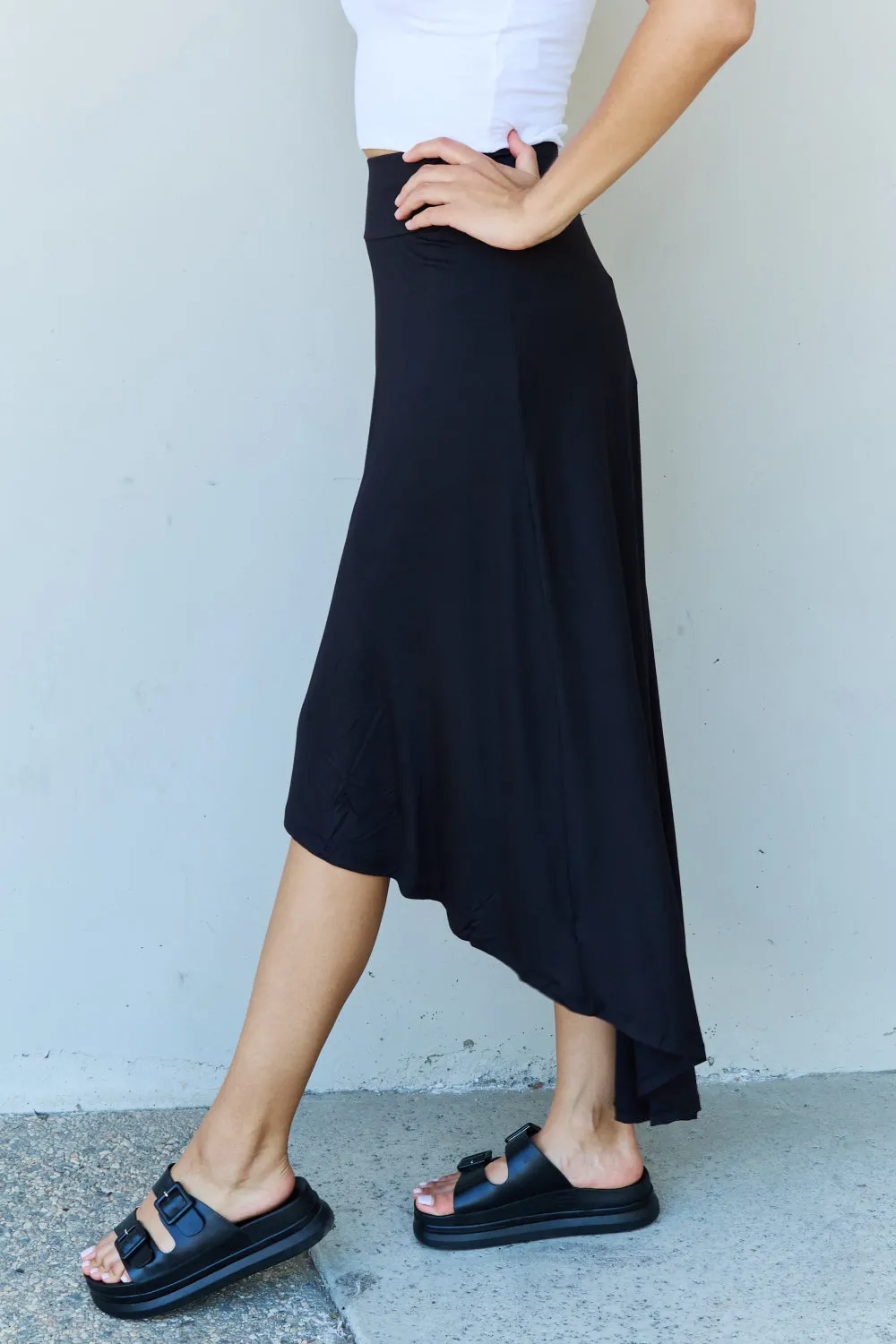 High Waist Flare Maxi Skirt in Black