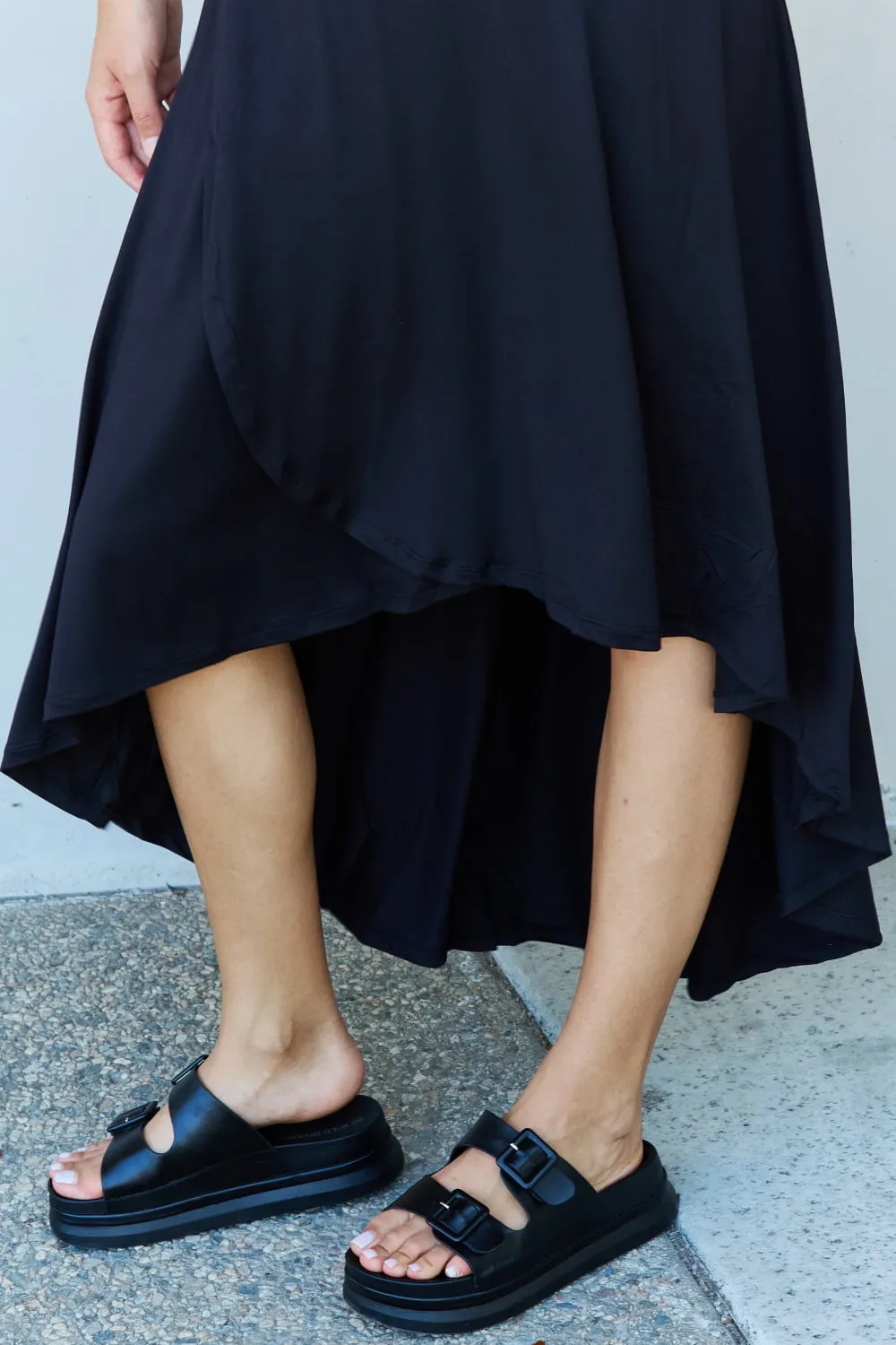 High Waist Flare Maxi Skirt in Black