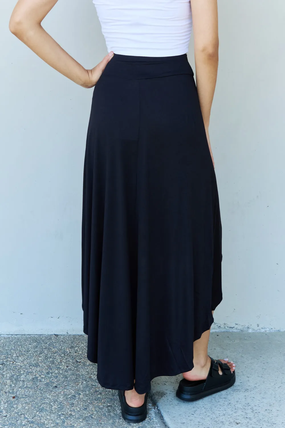 High Waist Flare Maxi Skirt in Black