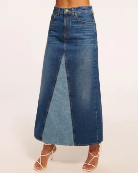 Jannie Two-Tone Denim Maxi Skirt