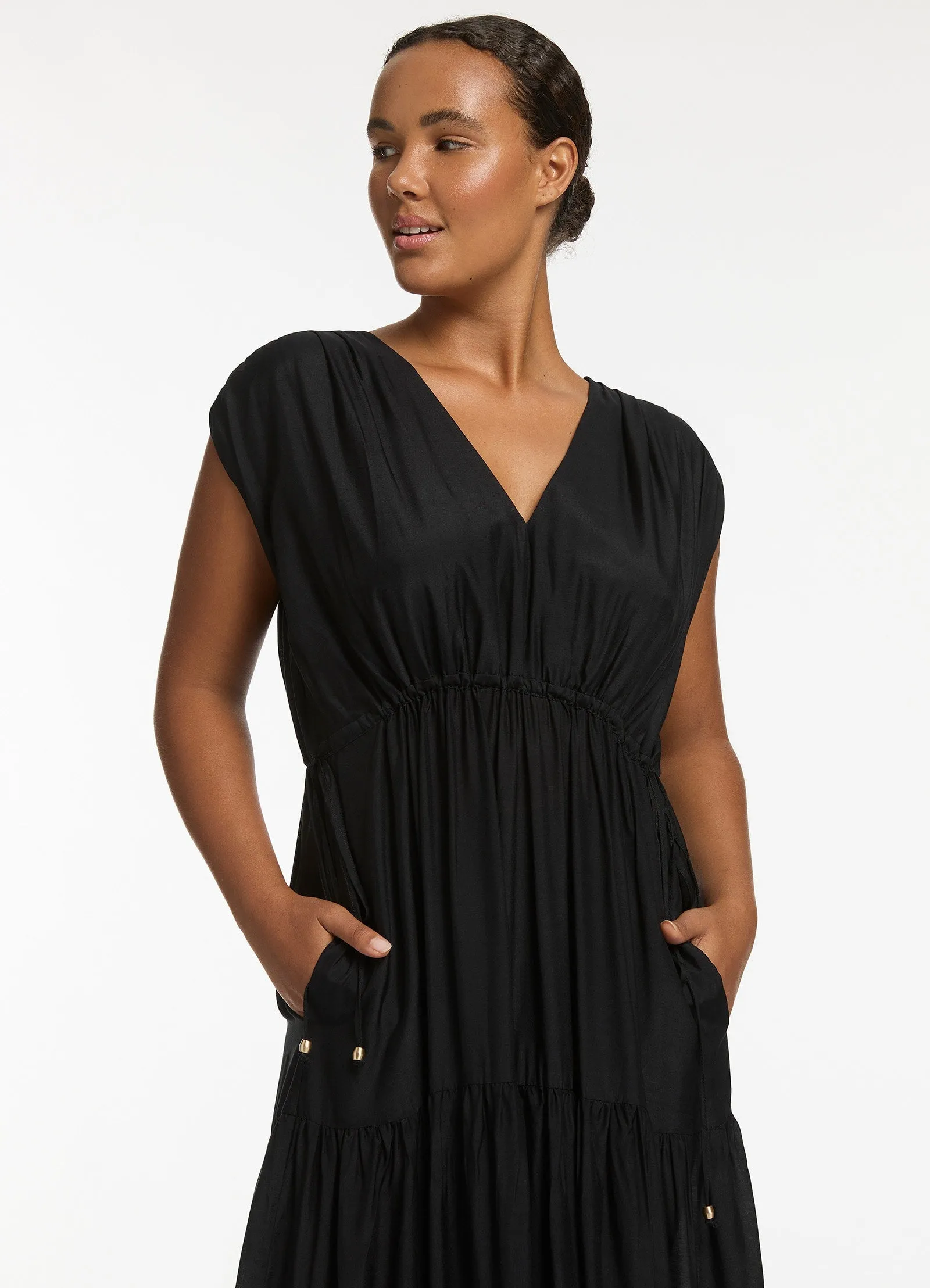 Jetset Tiered Maxi Dress - Black