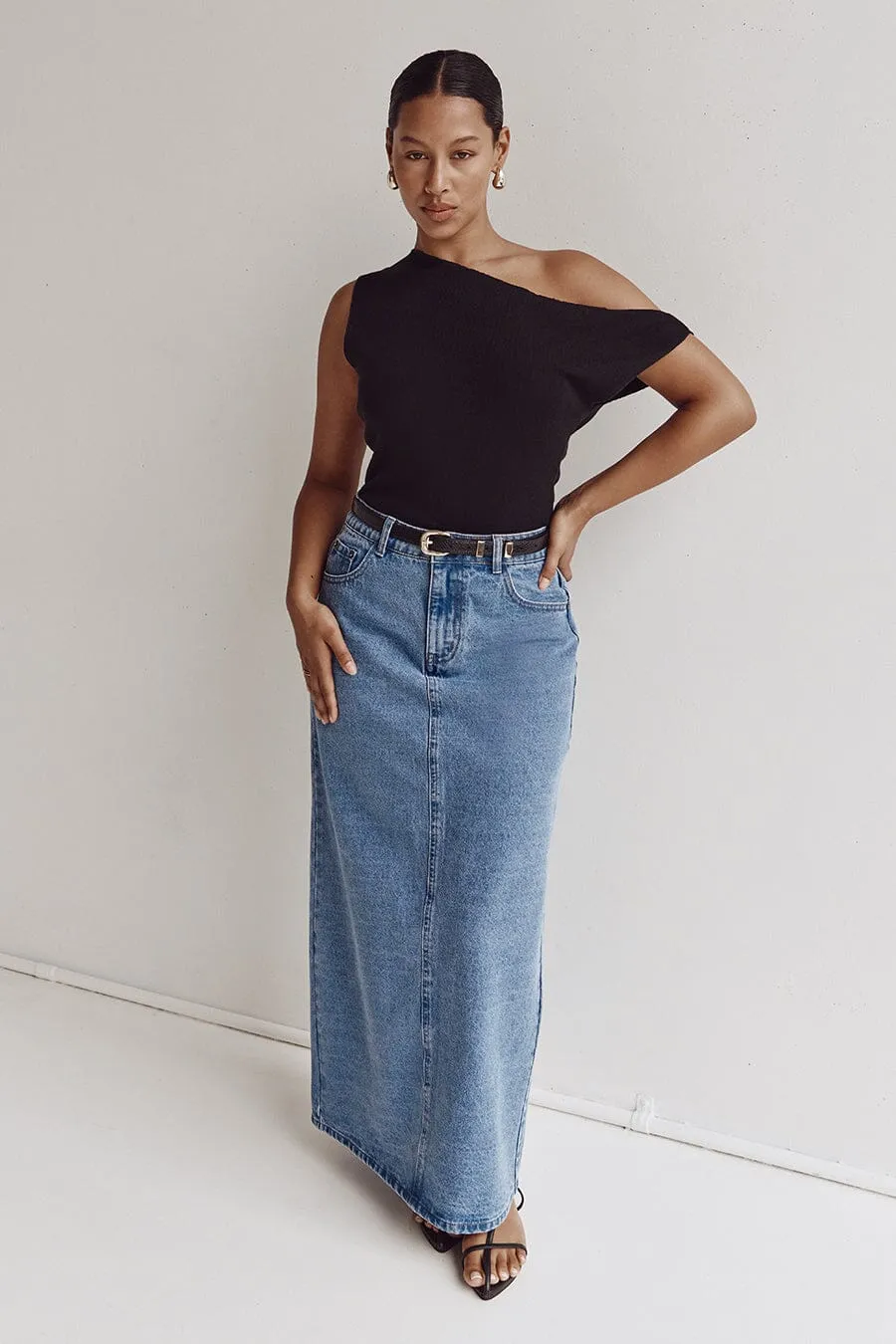 JOPLIN VIN/BLUE DENIM MIDI SKIRT