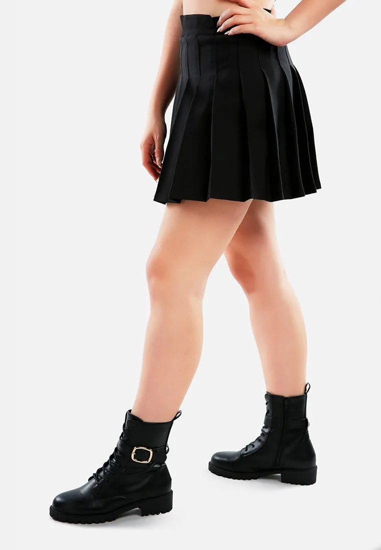 Knife Pleated Mini Skirt