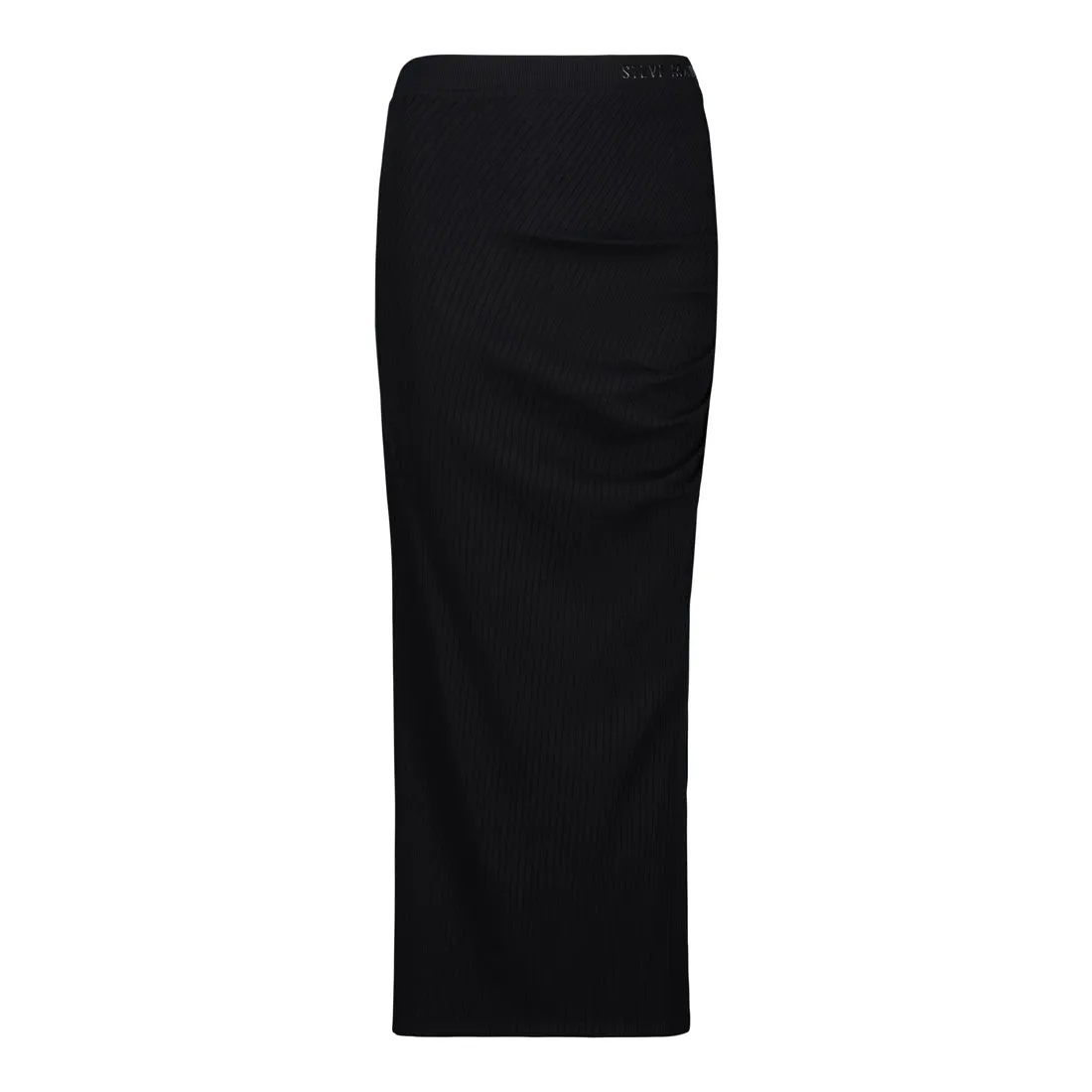 LAUREN BLACK HIGH WAISTED RIB BODYCON MAXI SKIRT