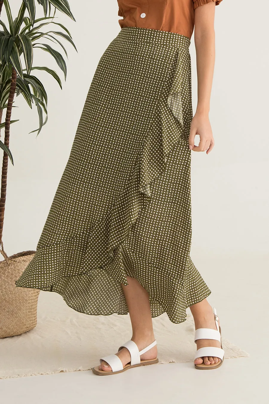 Nellssa Printed Ruffled Maxi Skirt