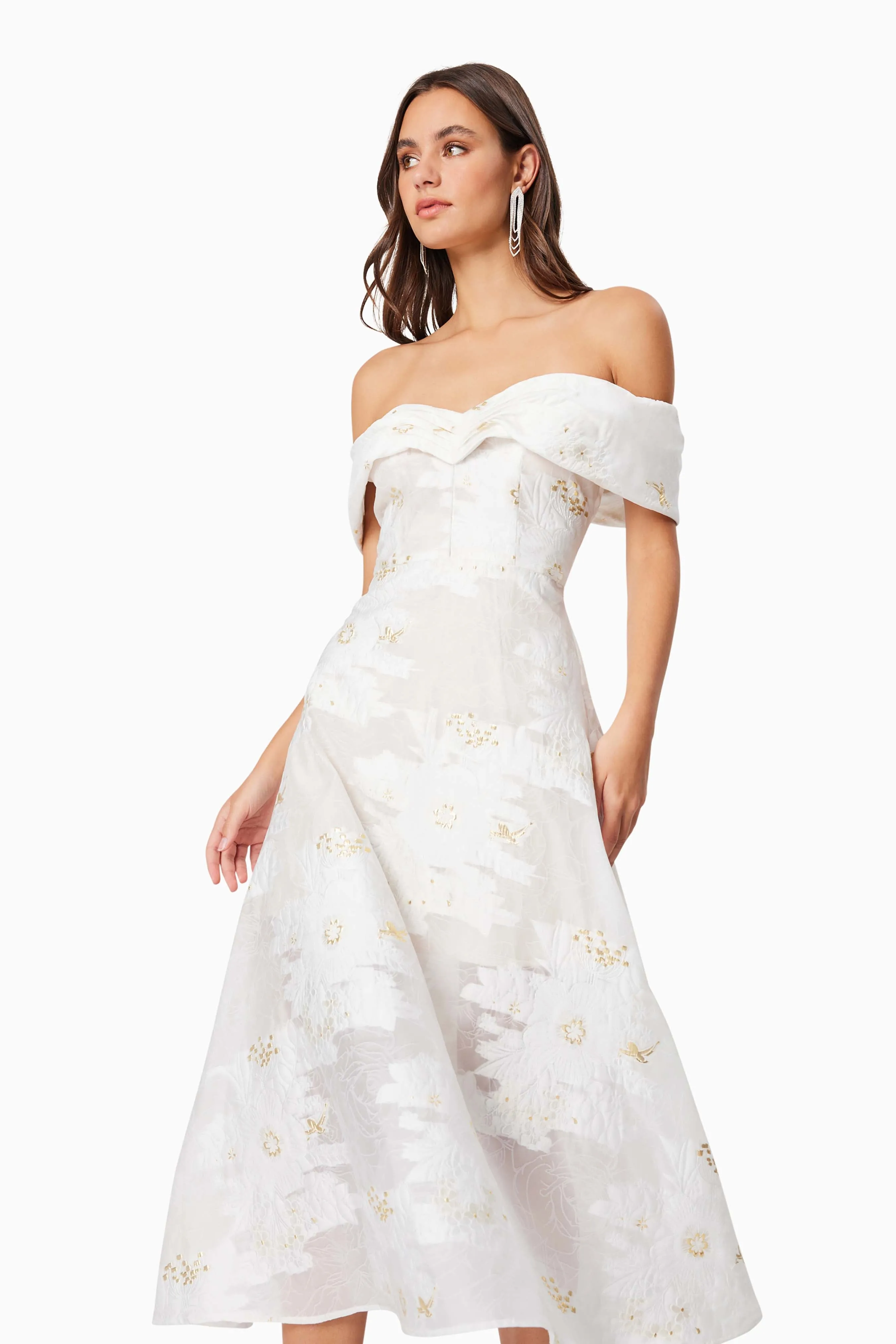 Octavia Sweetheart Midi Dress In White