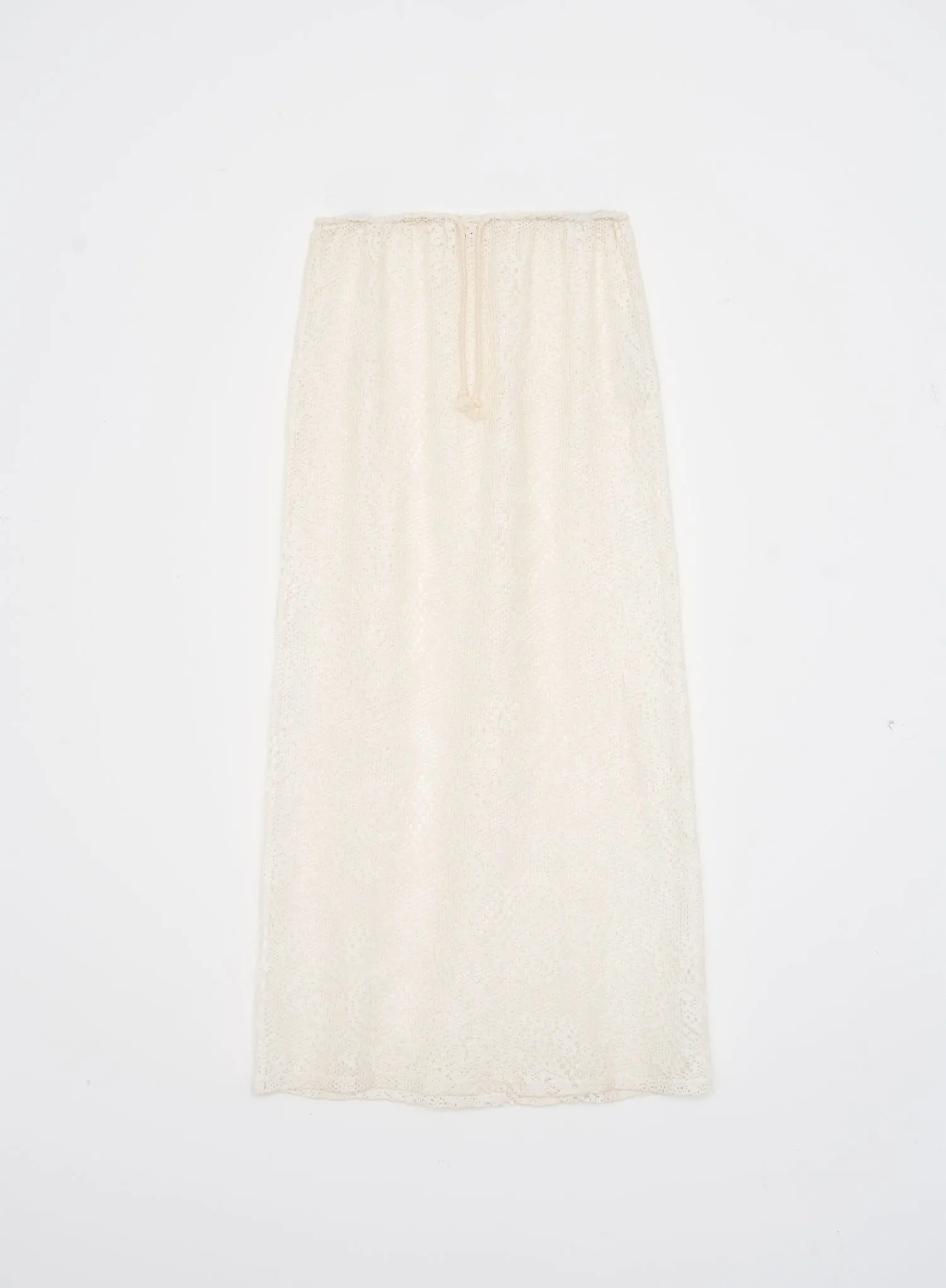 Off White Crochet Maxi Skirt- Rose