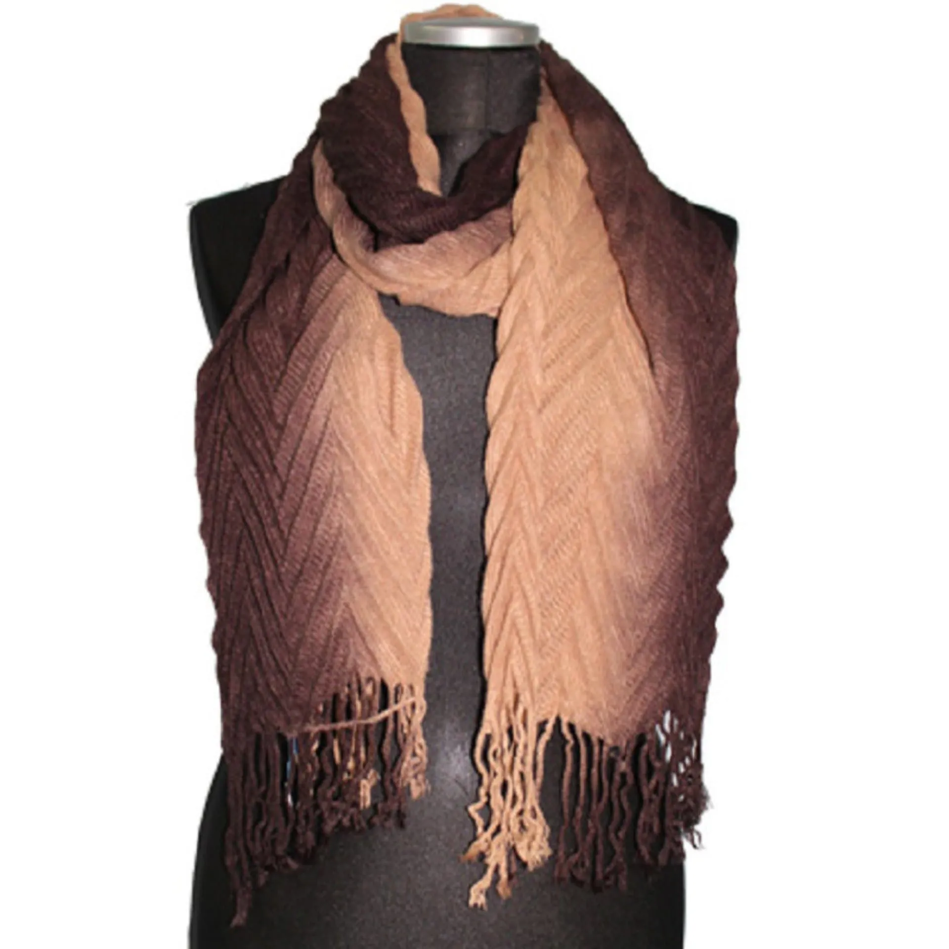 Ombre Pleated Muffler-Brown/Camel