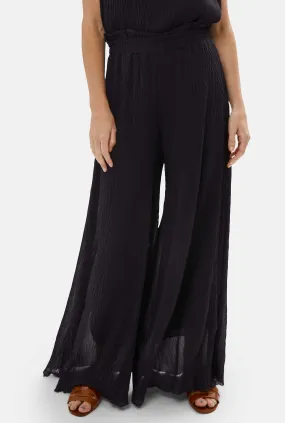 Pleated Cropped Trousers Black