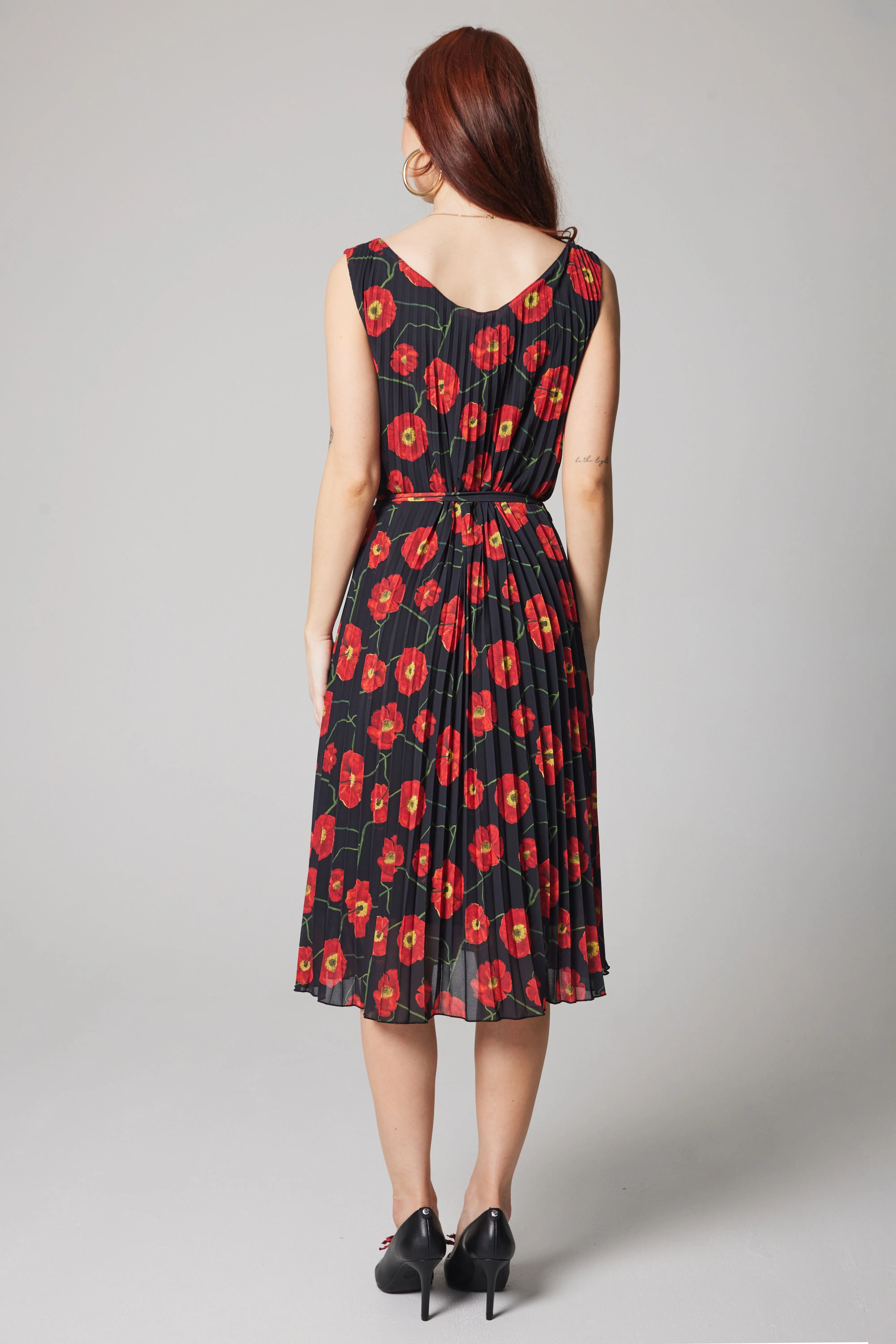 Pleated Dress - Poppies