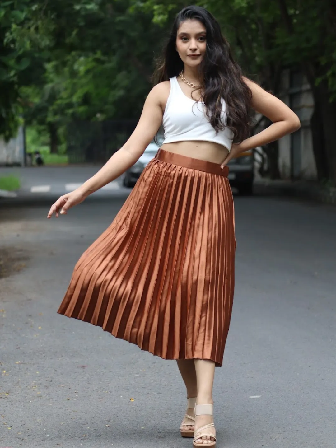 Pleated Midi Skirt