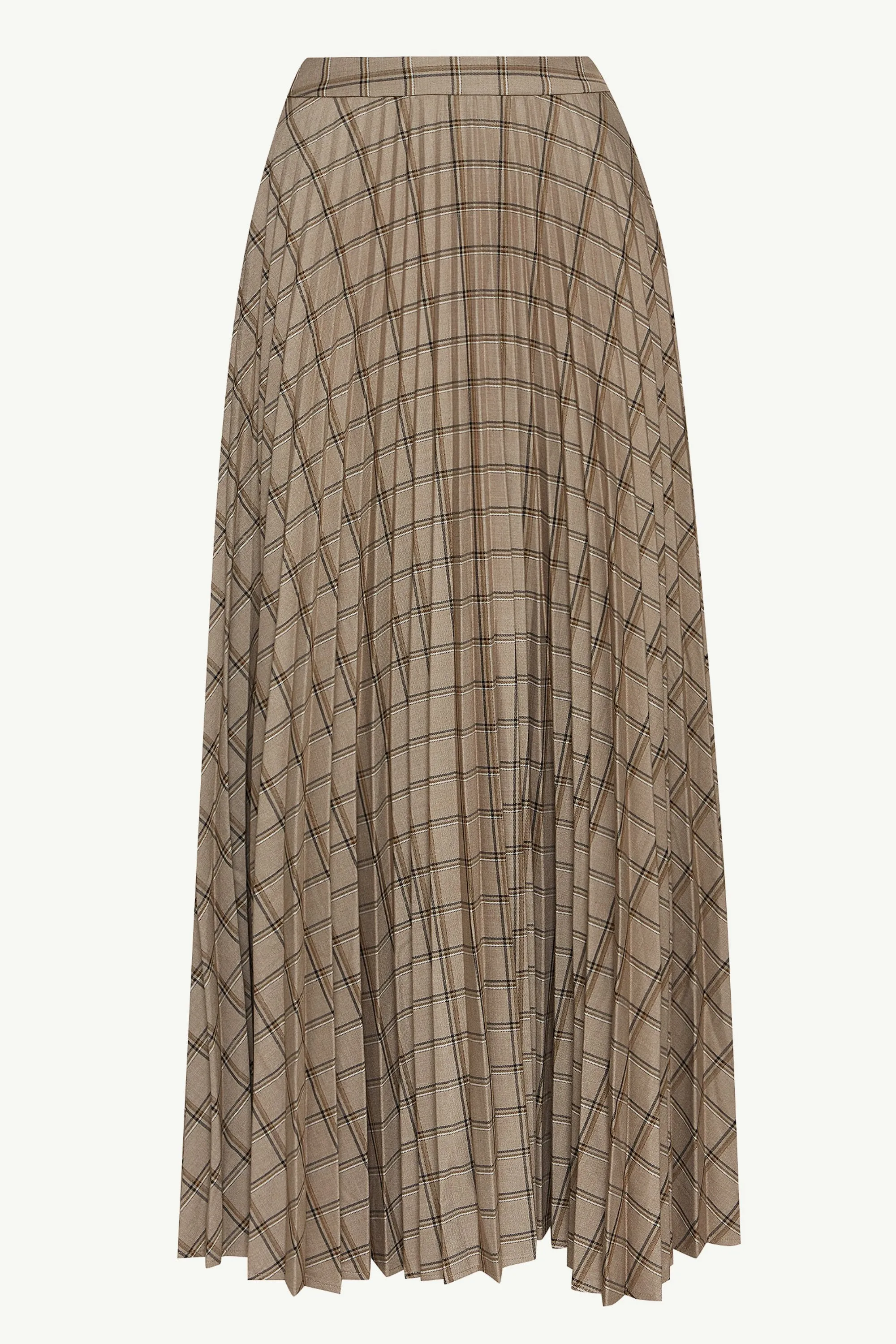 Pleated Plaid A Line Maxi Skirt - Grey