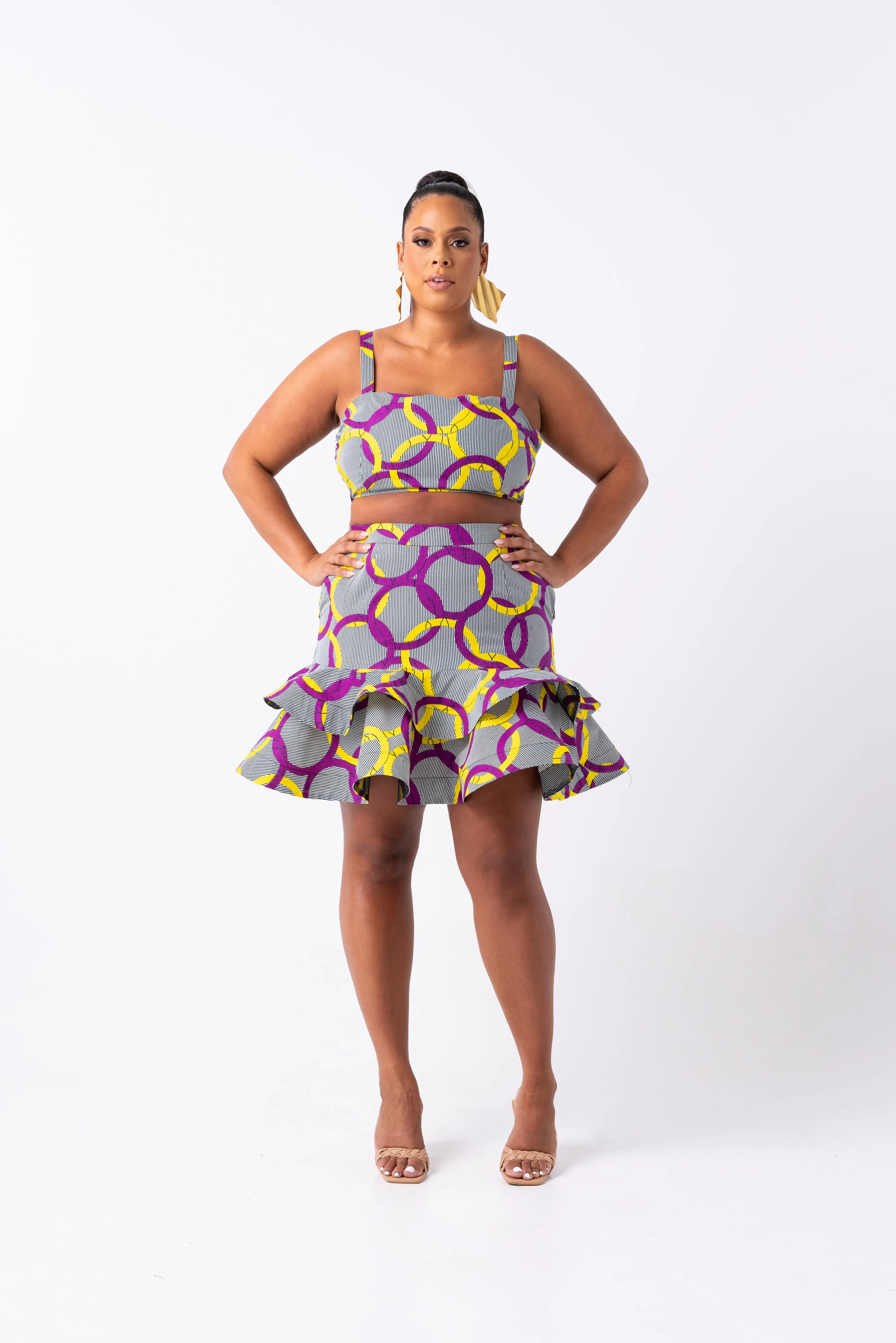 POSI African Print Layered Mini Skirt