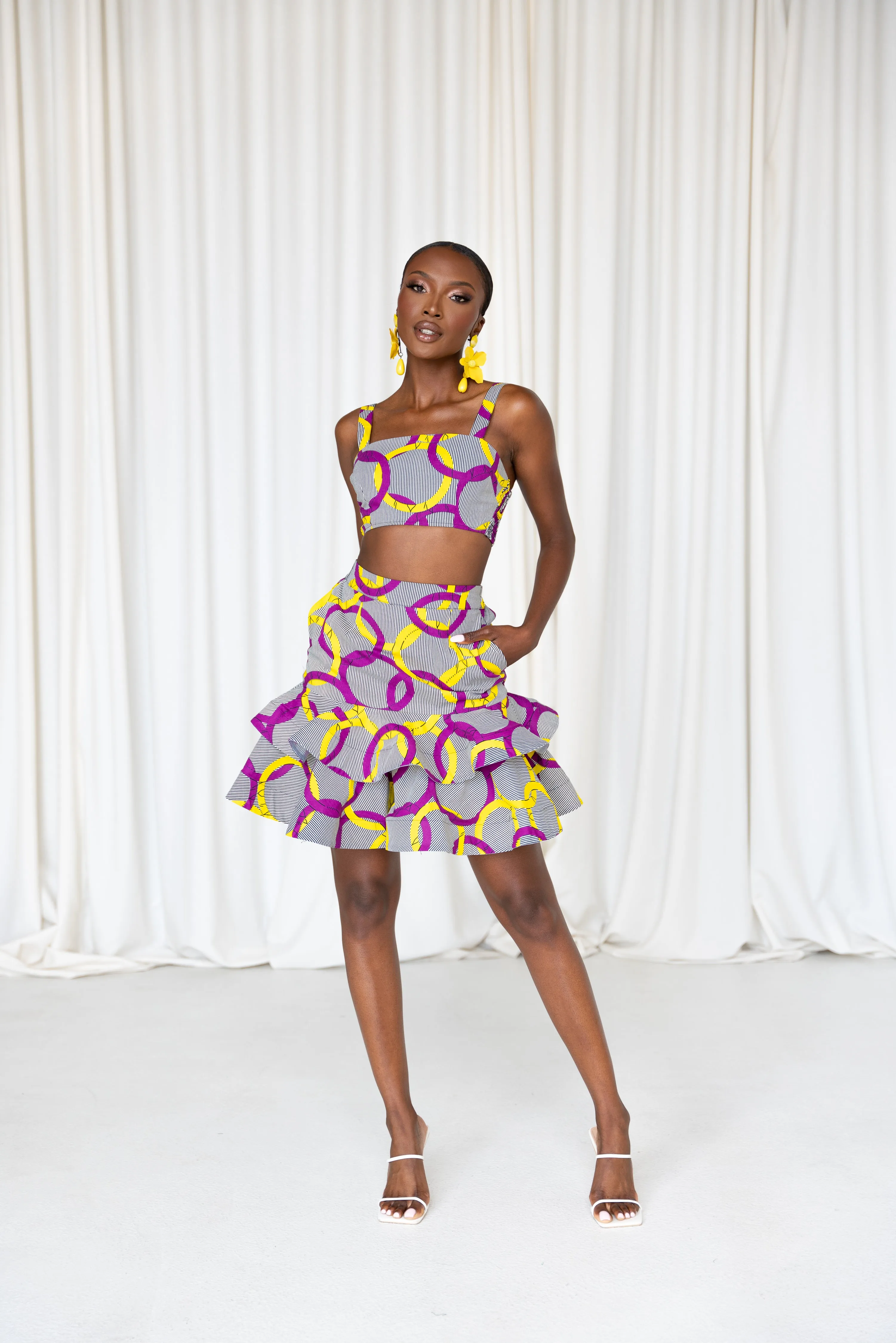 POSI African Print Layered Mini Skirt