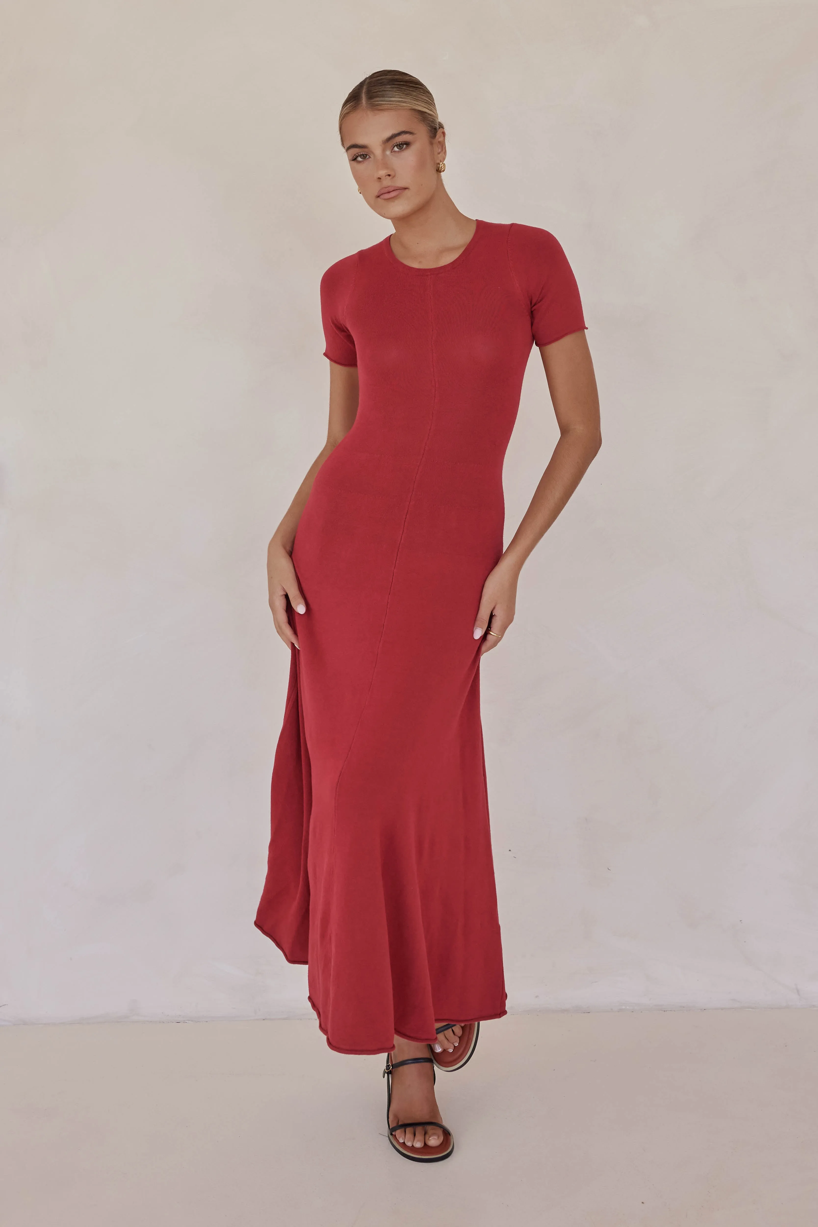 Primrose Knit Maxi Dress (Red)