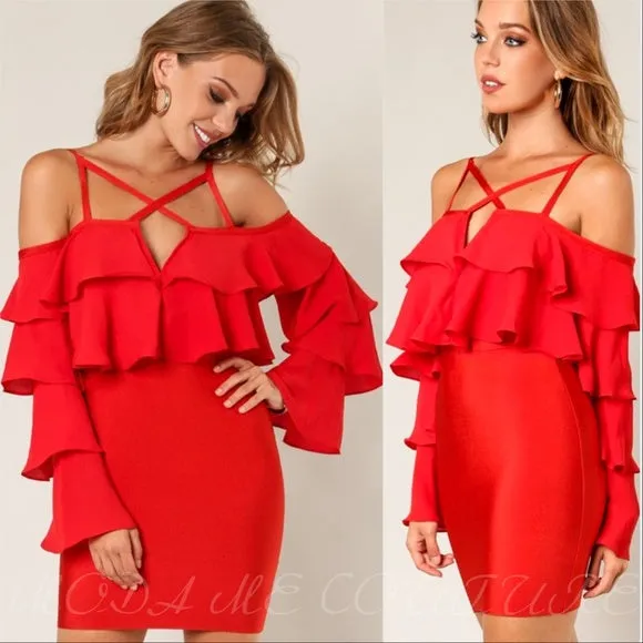 Red Bodycon Bandage Mini Dress