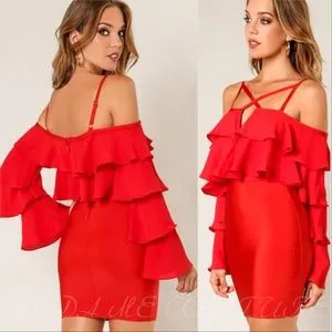 Red Bodycon Bandage Mini Dress